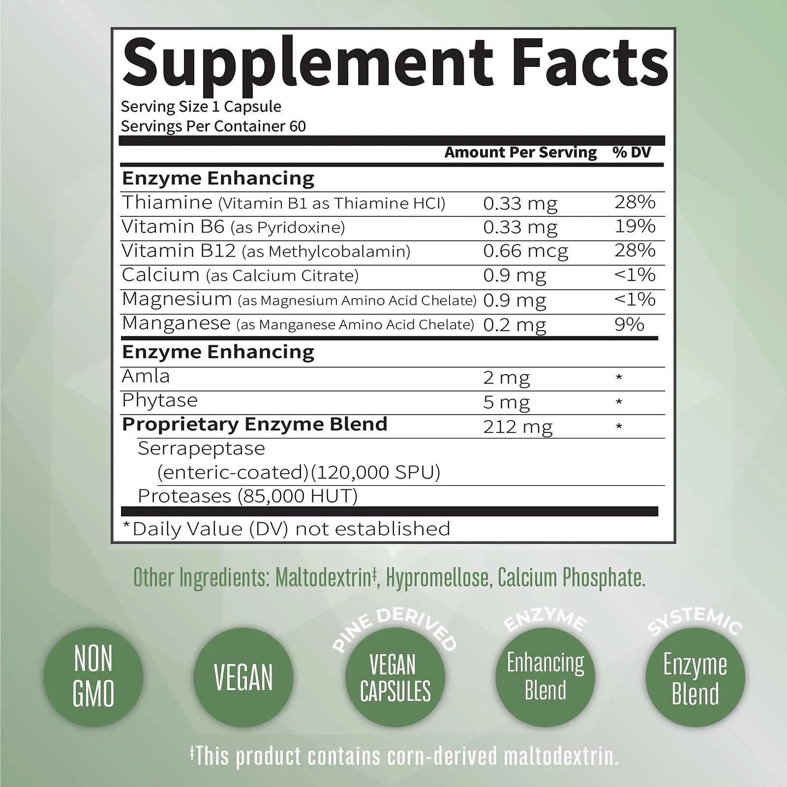 MaryRuth Organics Serrapeptase Enzymes Capsules | Up to 2 Month Supply | Enzyme Supplement for High Potency Sinus Relief Pills| Tissue Health and Cellular Health | Vegan | Gluten Free | 60 Count MARYRUTH'S Au supplements