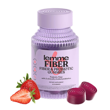 Lemme Fiber & Probiotic Gummies for Adults, Promotes Regularity & Digestive Health, No Sugar Added Strawberry Flavor, 4g Prebiotic Fiber & Clinically Studied Probiotic Strains, (60 Count) Lemme Au supplements