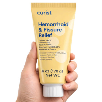 Curist Fissure and Hemorrhoid Cream with Lidocaine 5% and Phenylephrine HCl - Numbing Anal Fissure Cream Temporarily Shrinks Hemorrhoids - Reduces Itching, Swelling, & Burning - Huge Tube - 6oz Curist Au supplements