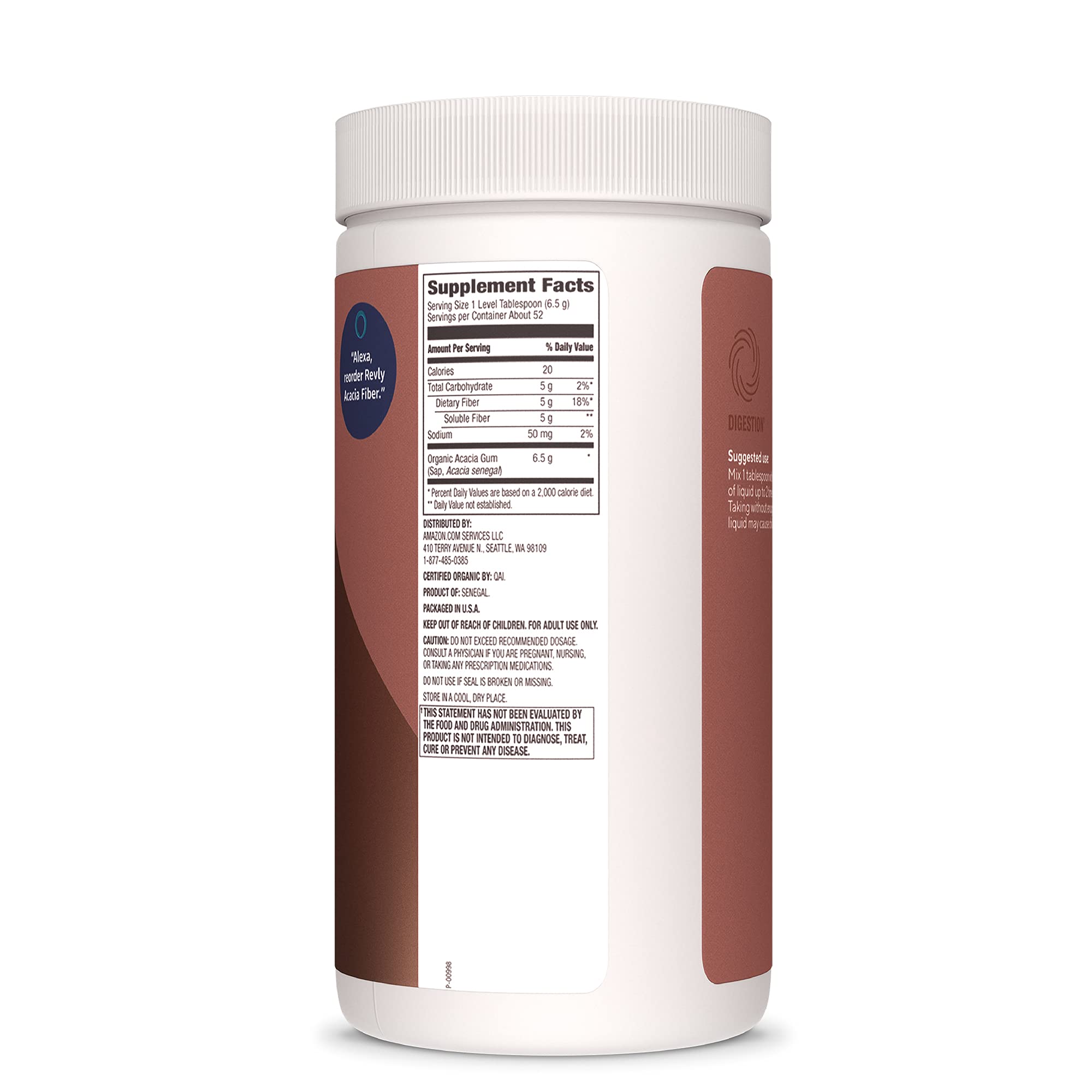 Amazon Brand - Revly Organic Acacia Fiber Powder, Supports Digestive Health Revly Au supplements