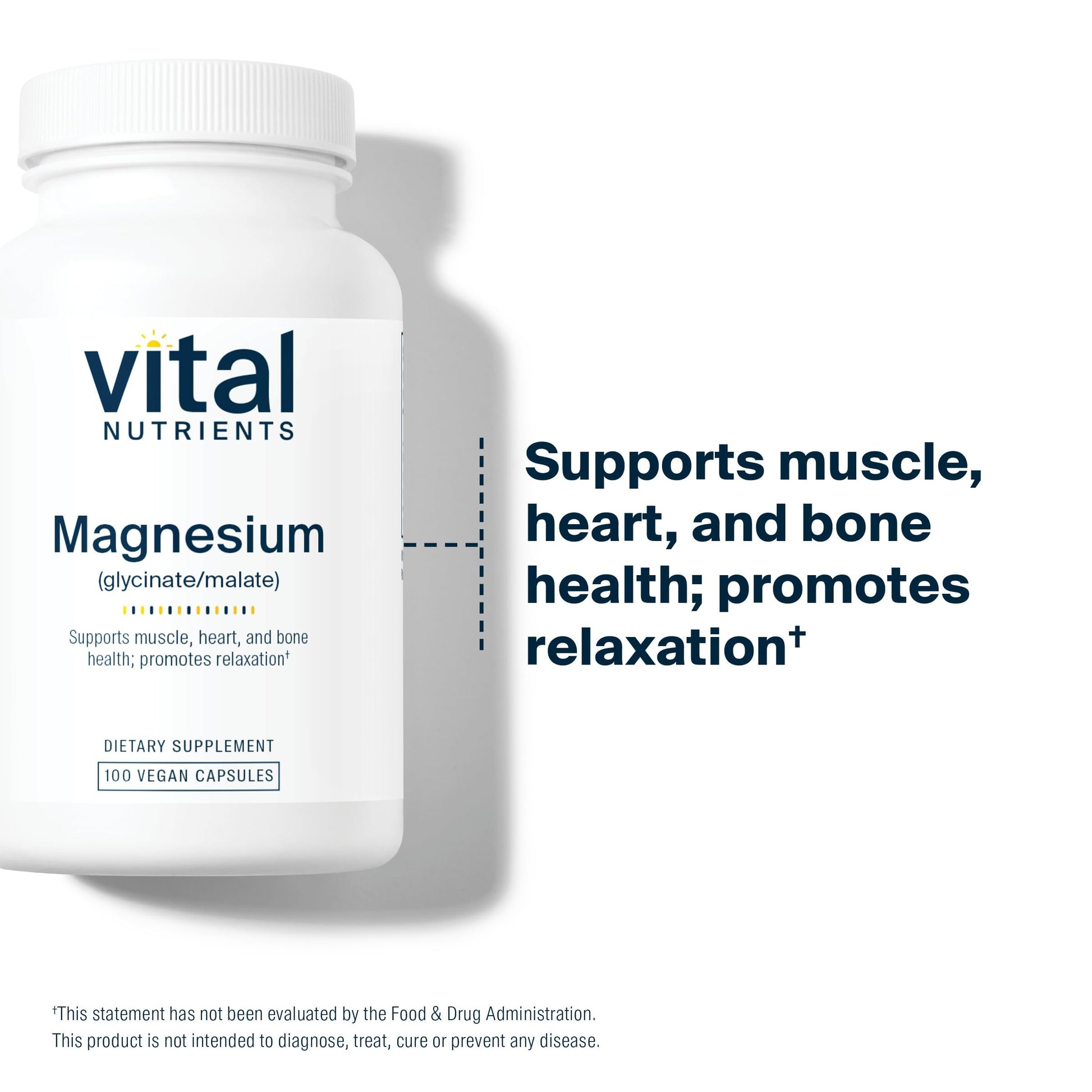Vital Nutrients Magnesium Glycinate + Malate - 120mg Vegan Magnesium Supplement for Women and Men - Muscle, Heart, Bone Support* - Promotes Relaxation - Gluten, Dairy and Soy Free - 100 Capsules Vital Nutrients Au supplements