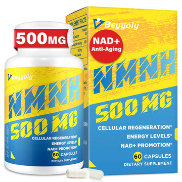 NMNH (NMN Supplement Alternative) NAD Supplements for Anti Aging, Energy, Immune, Focus (Dihydronicotinamide Mononucleotide) 500mg, to Boost NAD+ Levels As We Age, Pure Organic - 60 Capsules Beyyoly Au supplements