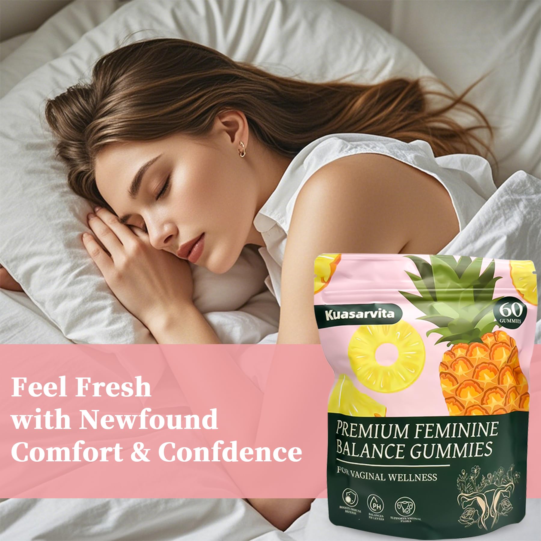 Kuasarvita Peeshlita Women’s Vaginal Probiotics Gummies – pH Balance Support + Feminine Wellness & Comfort, Pineapple Flavor, Natural Probiotic Blend – 60 Gummies Kuasarvita Au supplements
