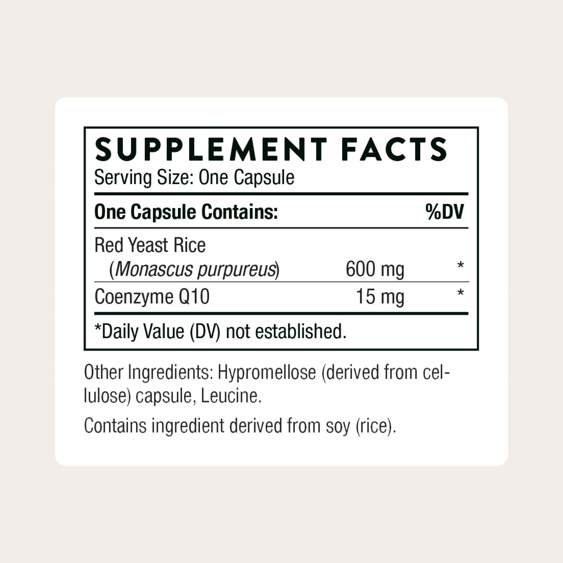 THORNE - Red Yeast Rice + CoQ10 - Maintain Healthy Cholesterol Levels & Supports Cardiovascular Health - Added Antioxidant Support* - Gluten-Free, Dairy-Free - 120 Servings THORNE Au supplements