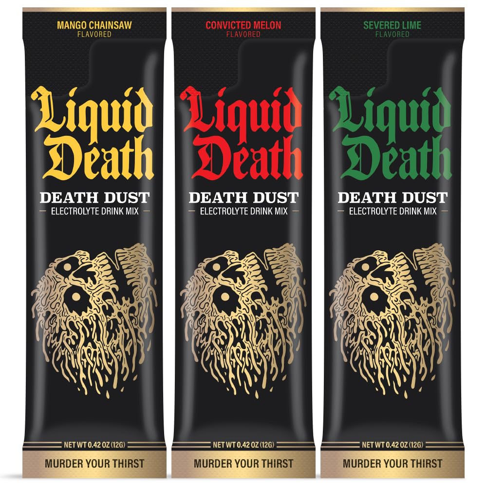 Liquid Death Electrolyte Death Dust - Hydration Powder Packets - 3 Flavors - 12-Stick Liquid Death Au supplements