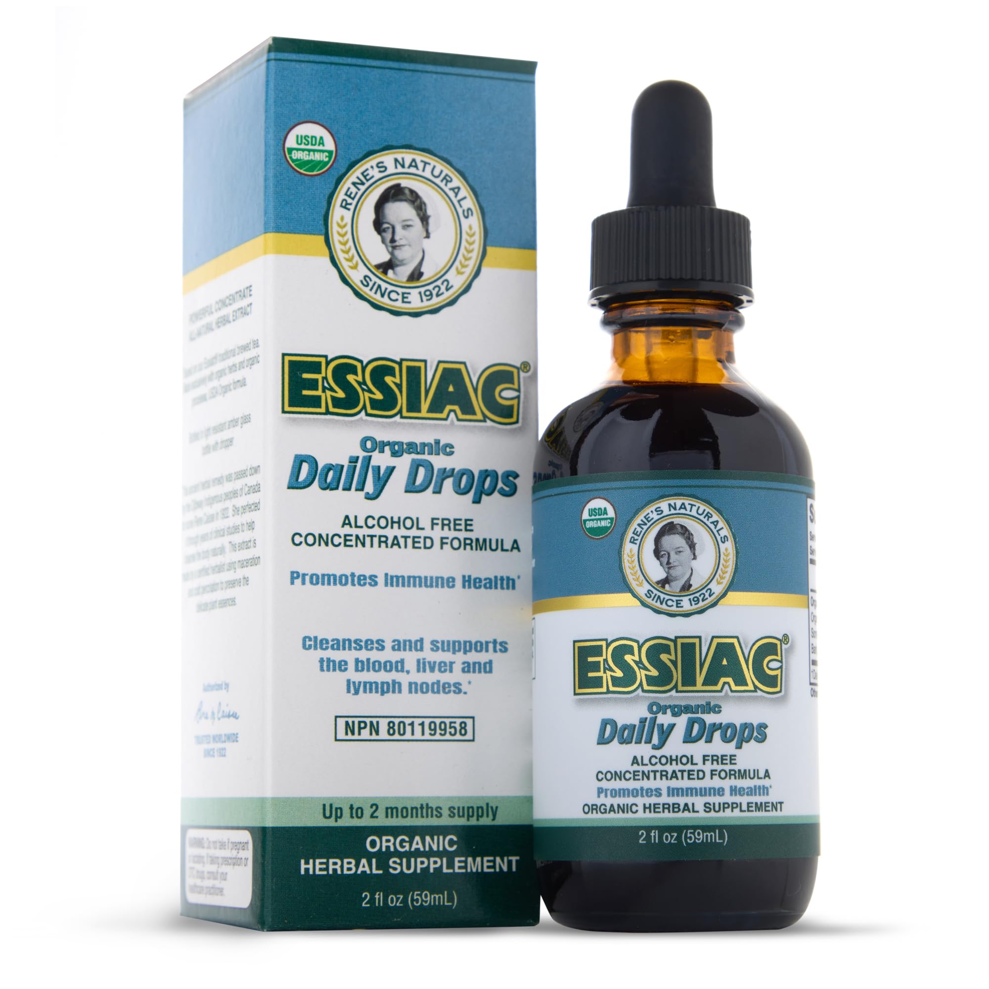 Essiac Original Tea USDA Organic Daily Drops for Enhanced Lymphatic Drainage and Immune Support | Alcohol Free Concentrated Formula | 2oz (59ml) Essiac Au supplements