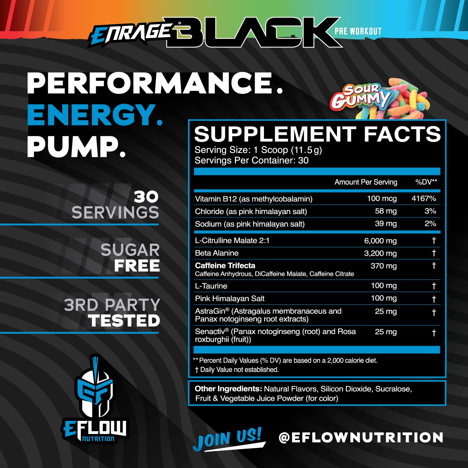 eFlow Nutrition Enrage Black High Stimulant Pre Workout Supplement - Preworkout Powder eFlow Nutrition Au supplements