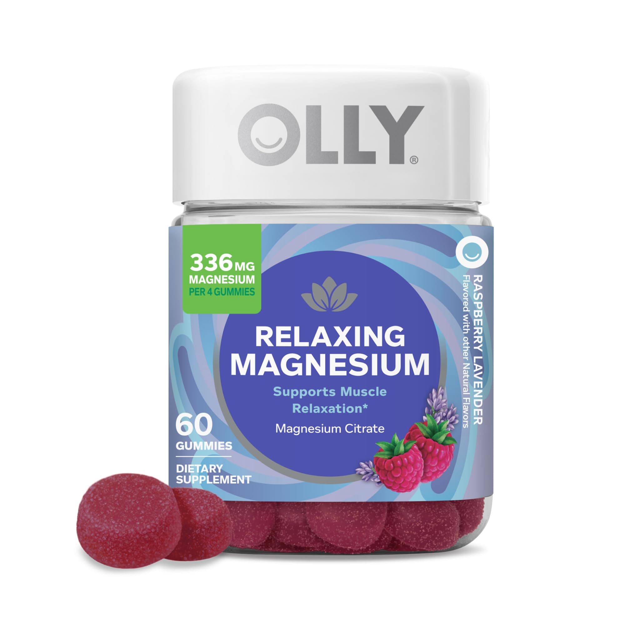 OLLY Relaxing Magnesium Gummies, Supports Muscle Relaxation*, Magnesium Citrate, Raspberry Lavender Flavor, 15 Day Supply - 60 Count OLLY Au supplements
