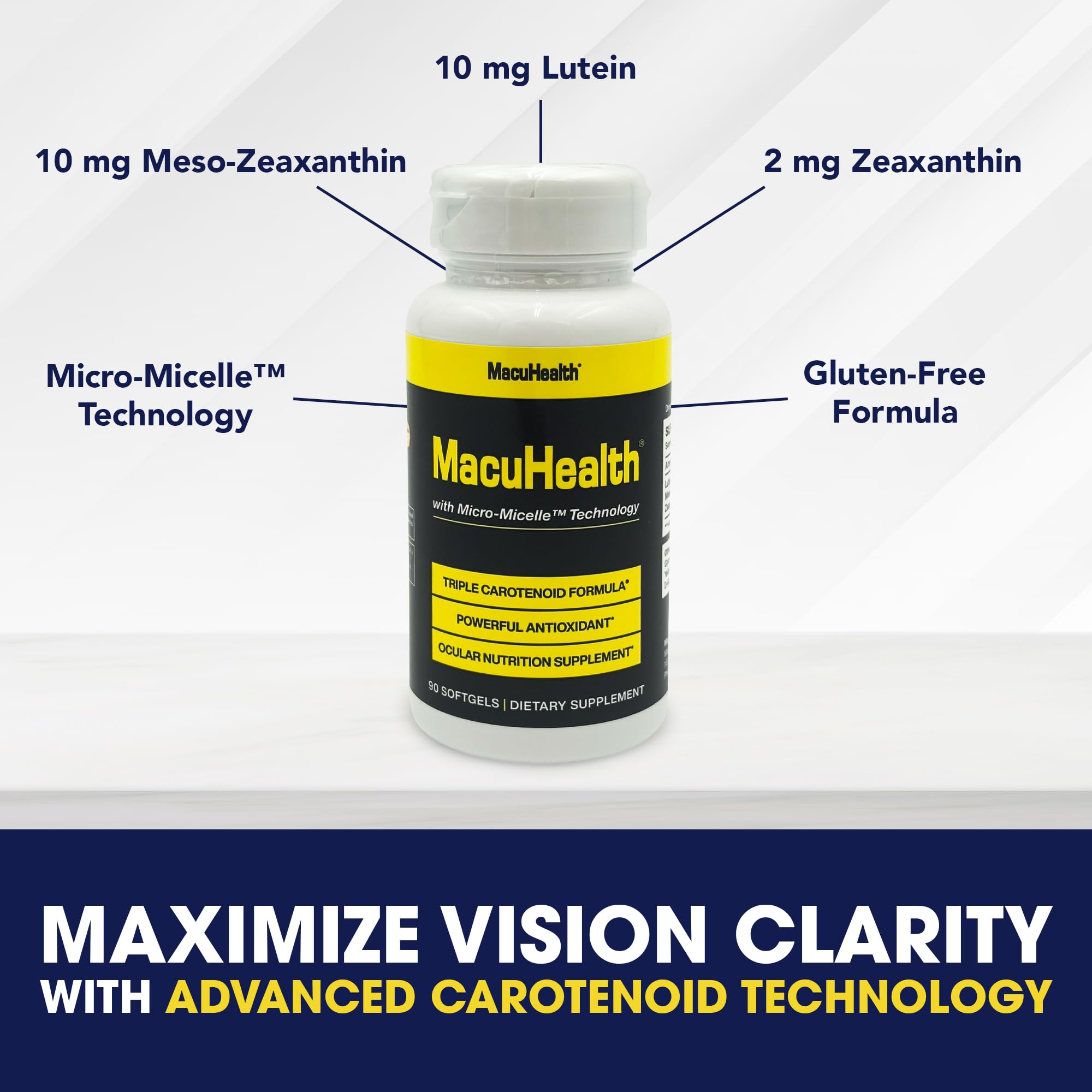 Macuhealth Triple Carotenoid Formula - Eye Vitamins for Adults - 90 Softgels, 3 Month Supply