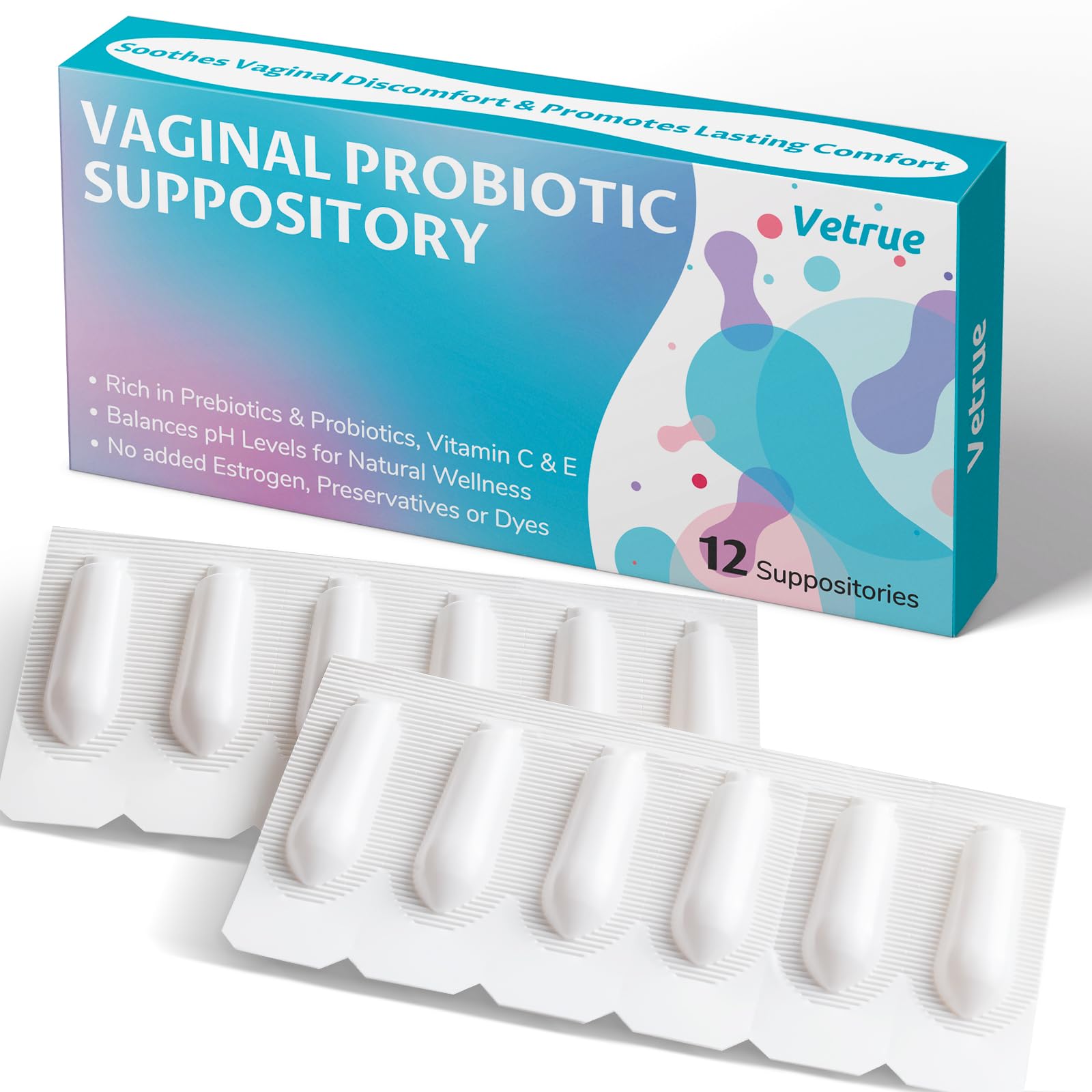 vetrue Vaginal Probiotic Suppository, Feminine Health for Comfort, pH Balance, Odor Control vetrue Au supplements
