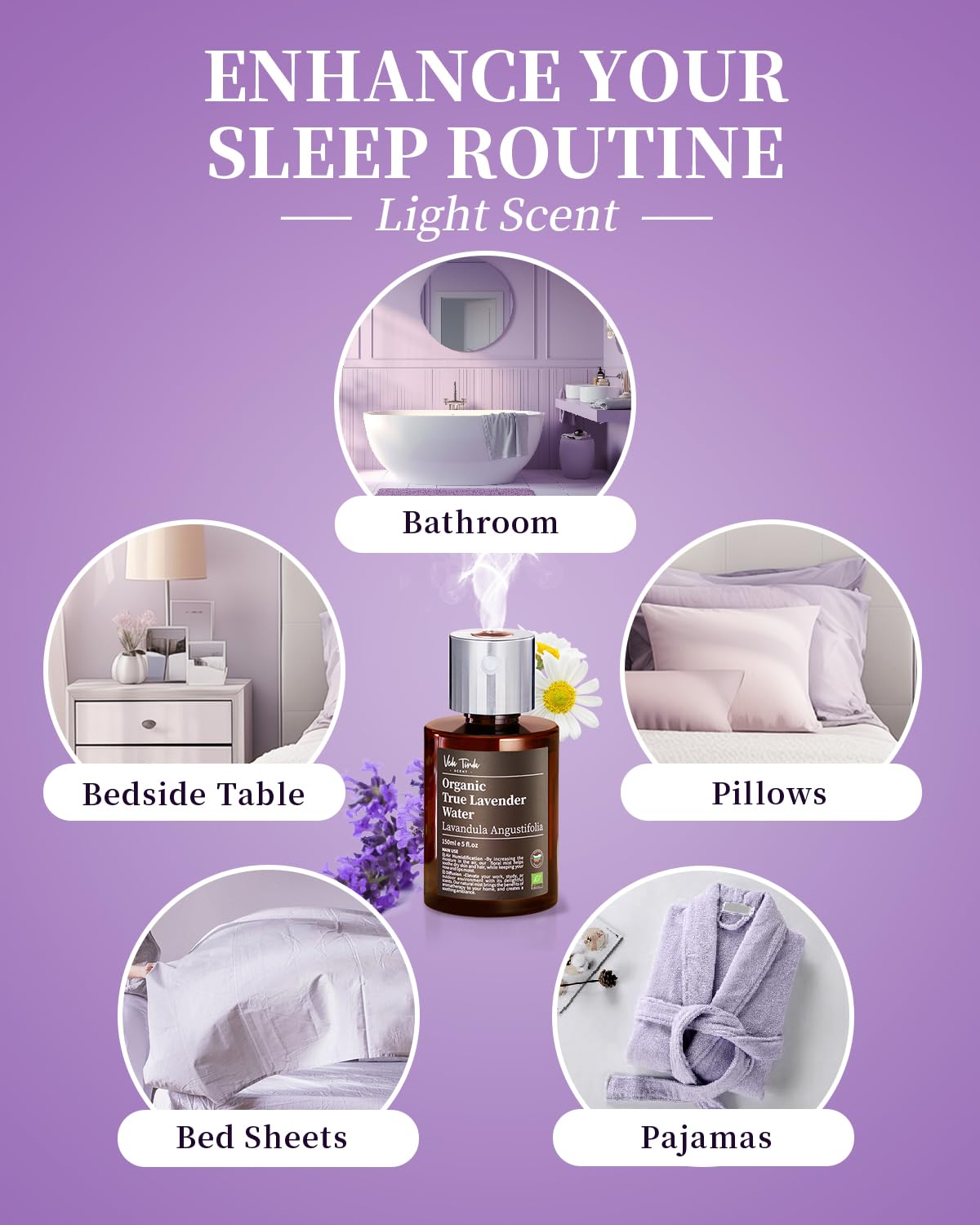 VTS Organic Lavender Water and Roman Chamomile Floral Water with Diffuser, Aromatherapy Air VEDA TINDA SCENT Au supplements