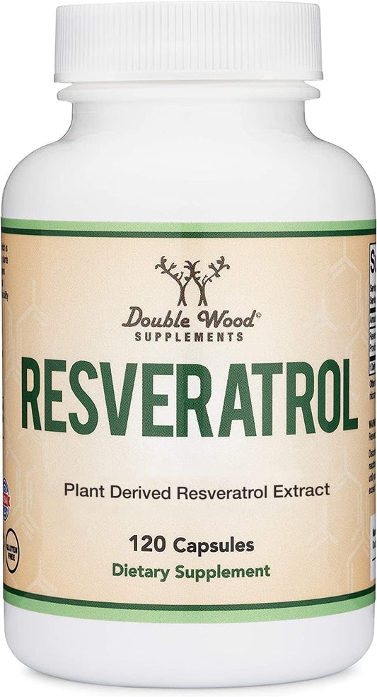 Resveratrol Supplement 500mg Per Serving, 120 Capsules (Resveratrol Polygonum Root Extract Providing 50% Trans Resveratrol) Double Wood SupplementsUS supplements