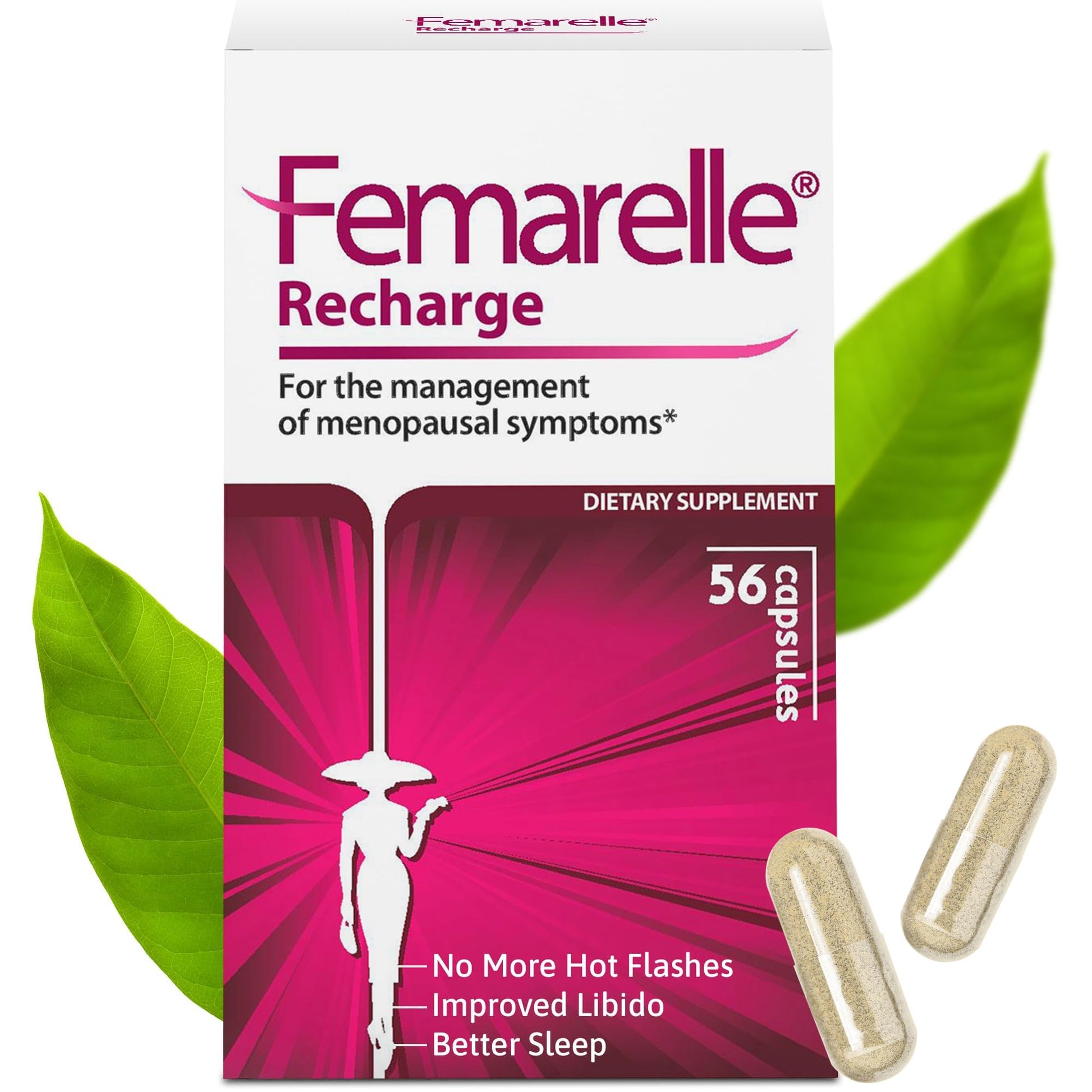 Femarelle® Recharge – Menopause Supplement for Women - Clinically Proven Menopause Relief - Hot Flashes, Night Sweats, Sleep & Libido Support Within 1st Month, Gluten-Free, GMO-Free & Hormone Free Femarelle Au supplements