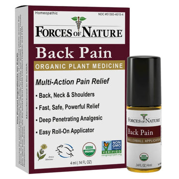 Forces of Nature Natural, Organic Back Pain Relief, w/Arnica & St John's Wort, Fast Acting Anti-Inflammatory Topical Muscle Soother for Lower Back, Sciatica, Neck, Non-GMO, Cruelty-Free, 0.14 Fl Oz Forces of Nature Au supplements