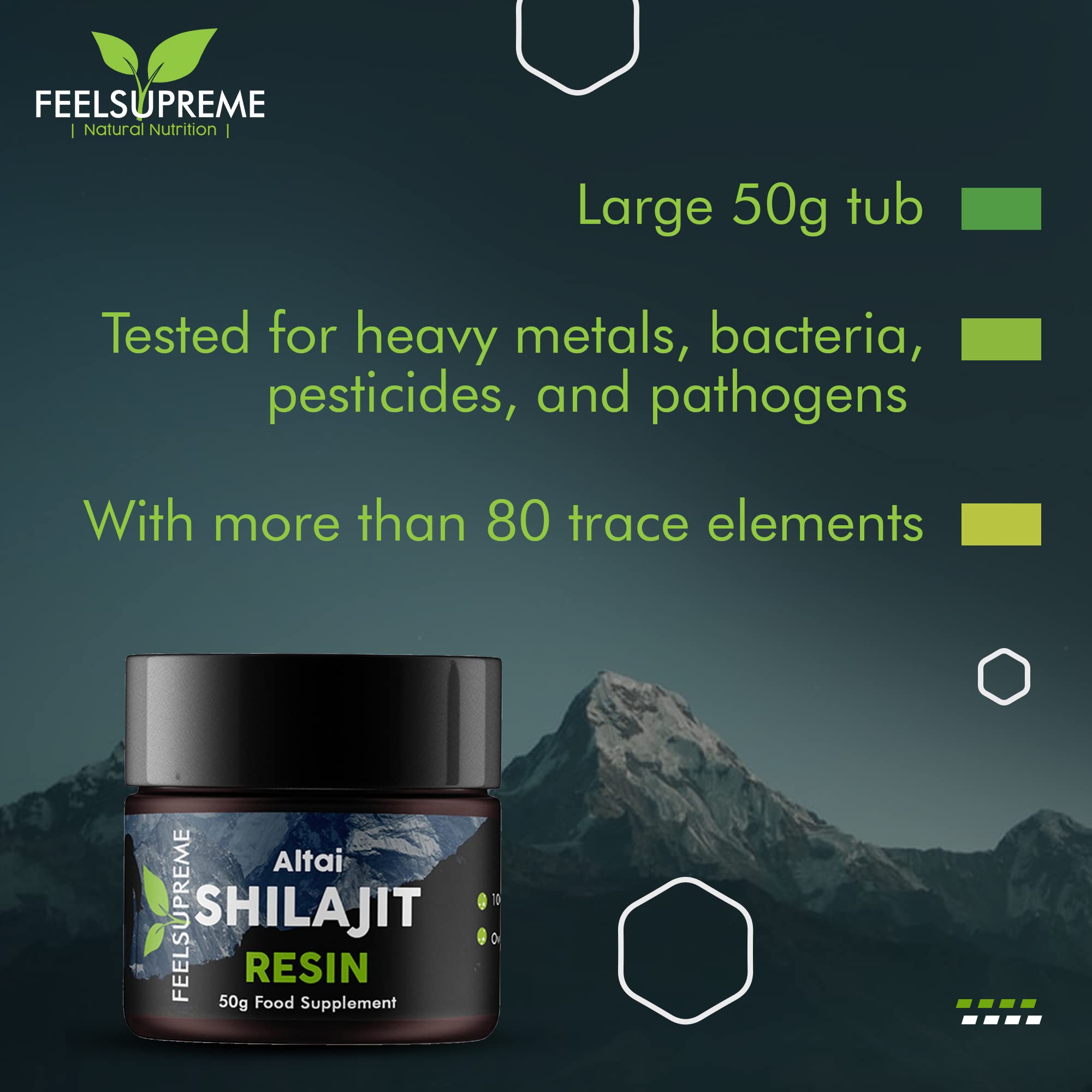 Natural Black Altai Shilajit Resin Large (50g) Pot | 100% Pure Additive Free | 80 Trace Feel Supreme Au supplements