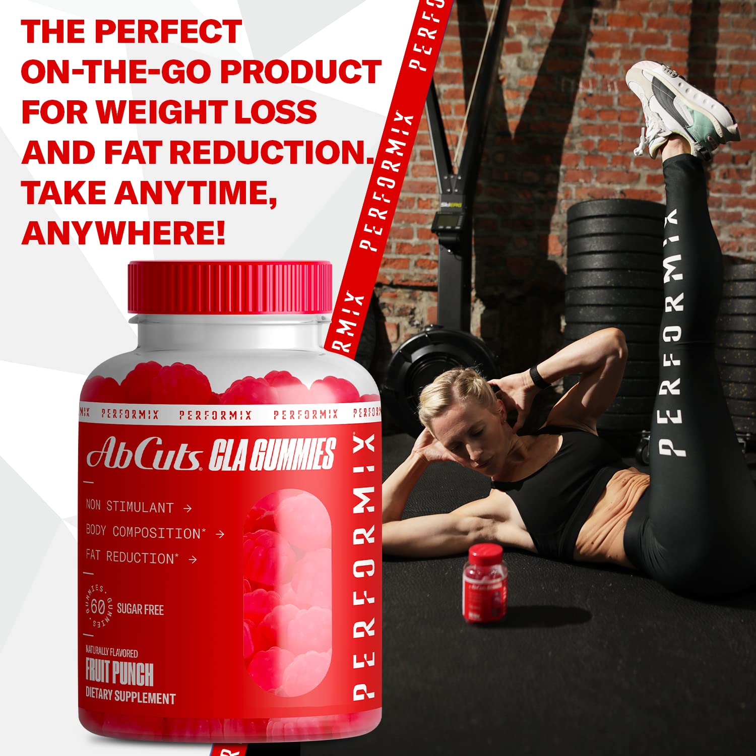 PERFORMIX AbCuts CLA Gummies - 60 Gummies, Fruit Punch - Non-Stimulant PERFORMIX Au supplements