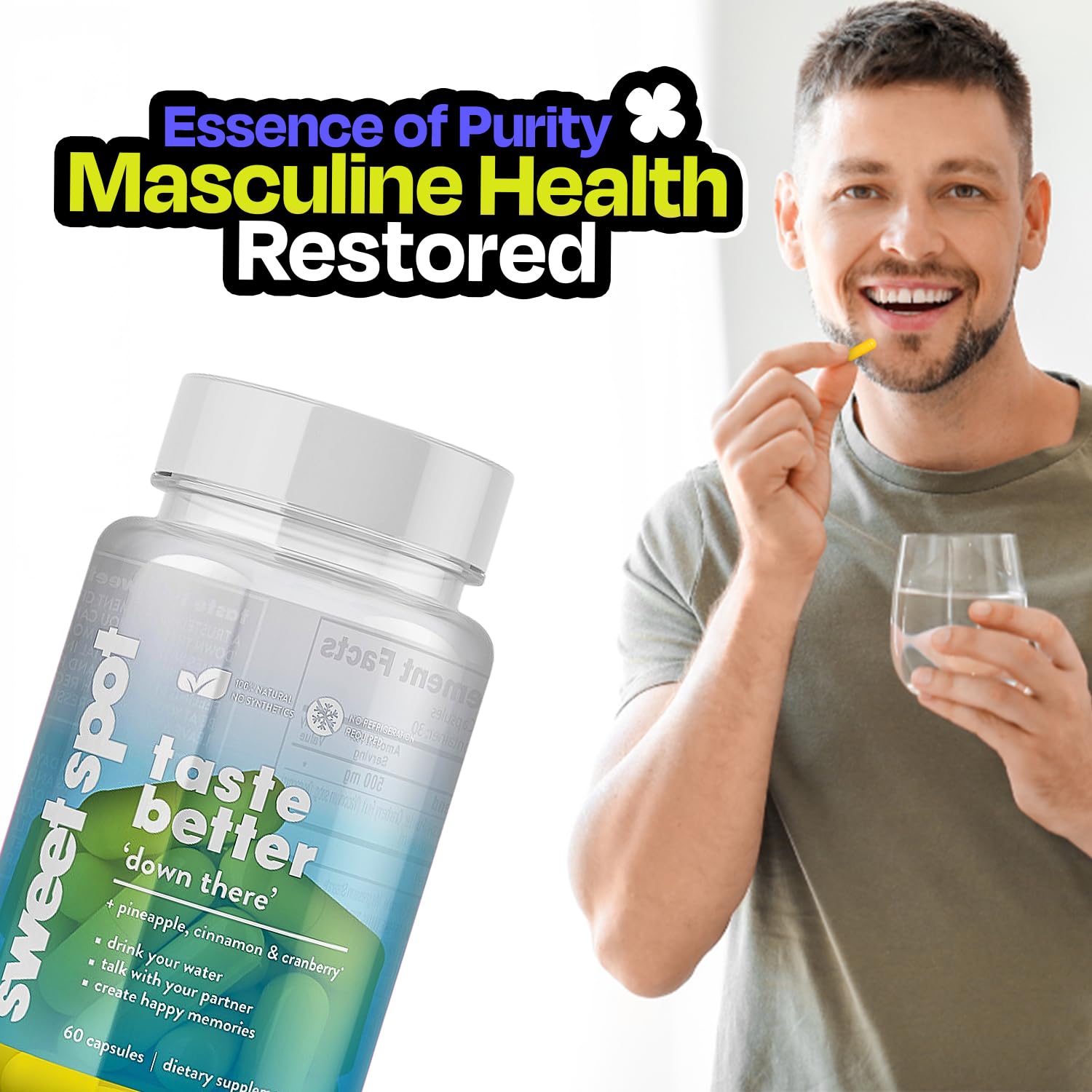 Pineapple Probiotics for Men – 625mg Sweet Spot Formula with Pineapple Extract, Cranberry & Cinnamon, Supports pH Balance & Freshens Taste, 60 Capsules, Made in the USA TASTE THE SWEET SPOT Au supplements