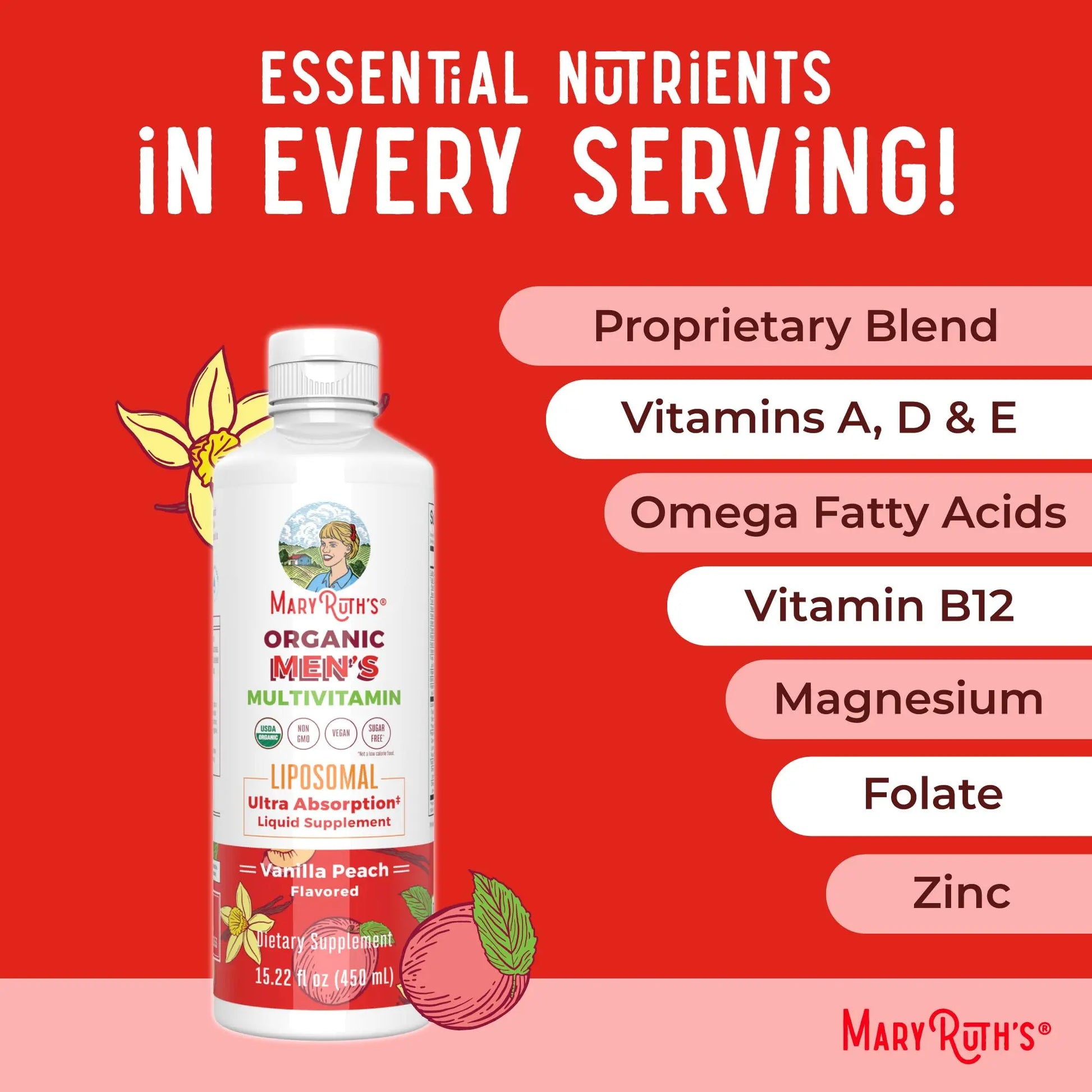 MaryRuth Organics Multivitamin for men | Sugar Free mens Multivitamin | Liquid Vitamins for men | Immune Support Supplement | Cognitive Health & Overall Wellness | Vegan | Non-GMO | 15.22 Fl Oz MARYRUTH'S Au supplements