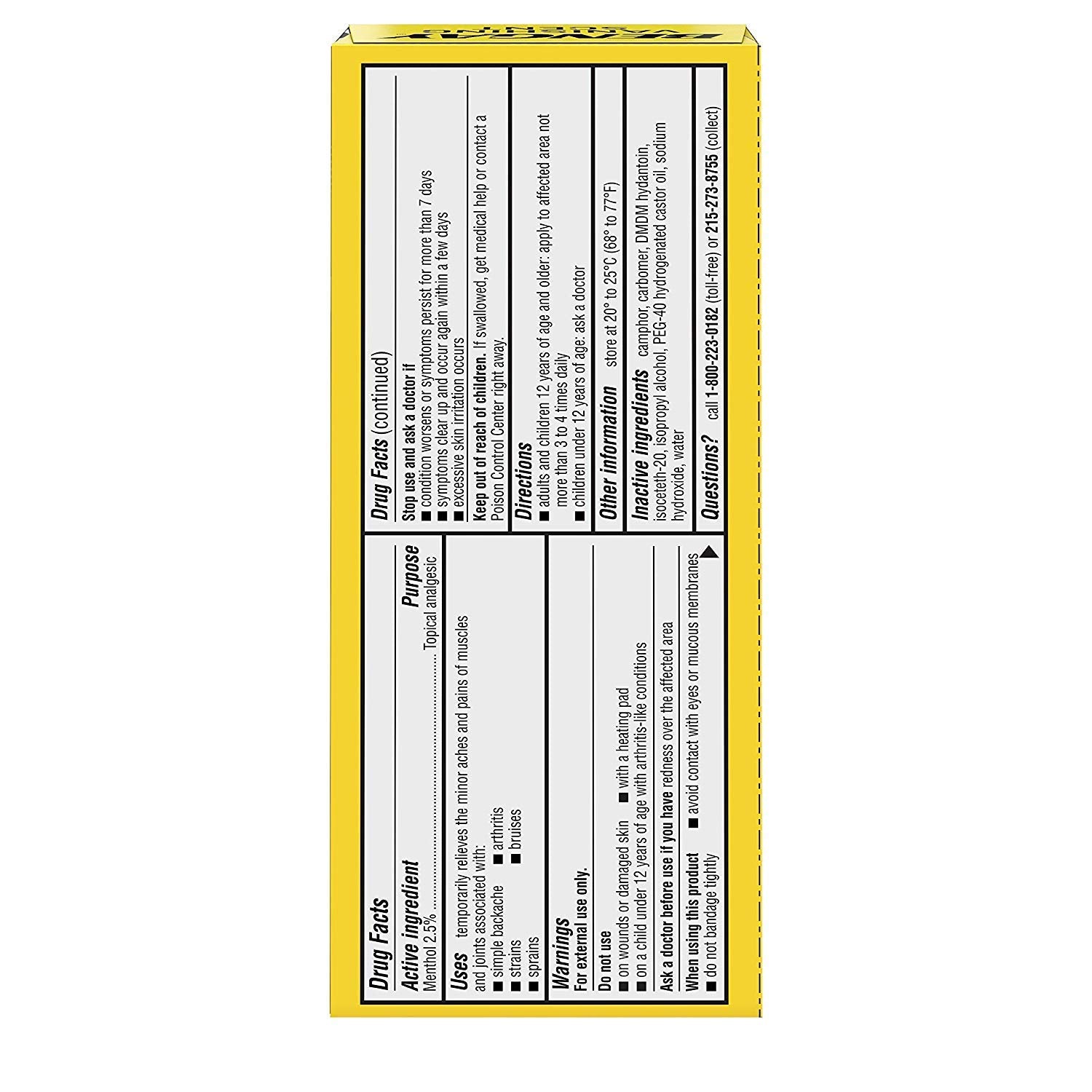 Bengay Menthol 2.5% Topical Analgesic Gel Vanishing Scent 2oz Bengay Au supplements
