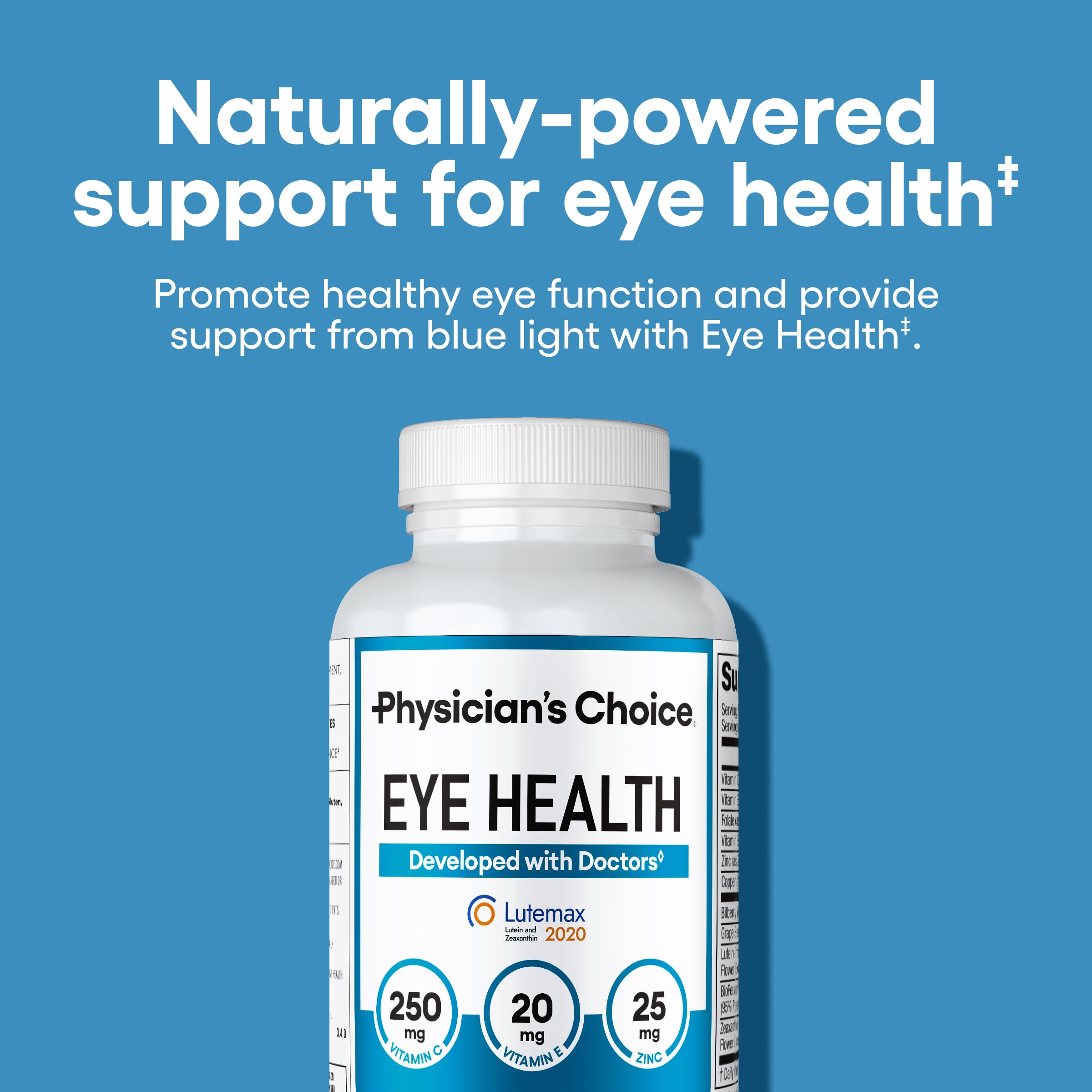Physician's Choice Eye Health - Lutein, Zeaxanthin & Bilberry Extract - Supports Eye Strain, Dry Eyes, and Vision Health - 2 Award-Winning Clinically Proven Eye Vitamin Ingredients - Carotenoid Blend Physician's CHOICE Au supplements