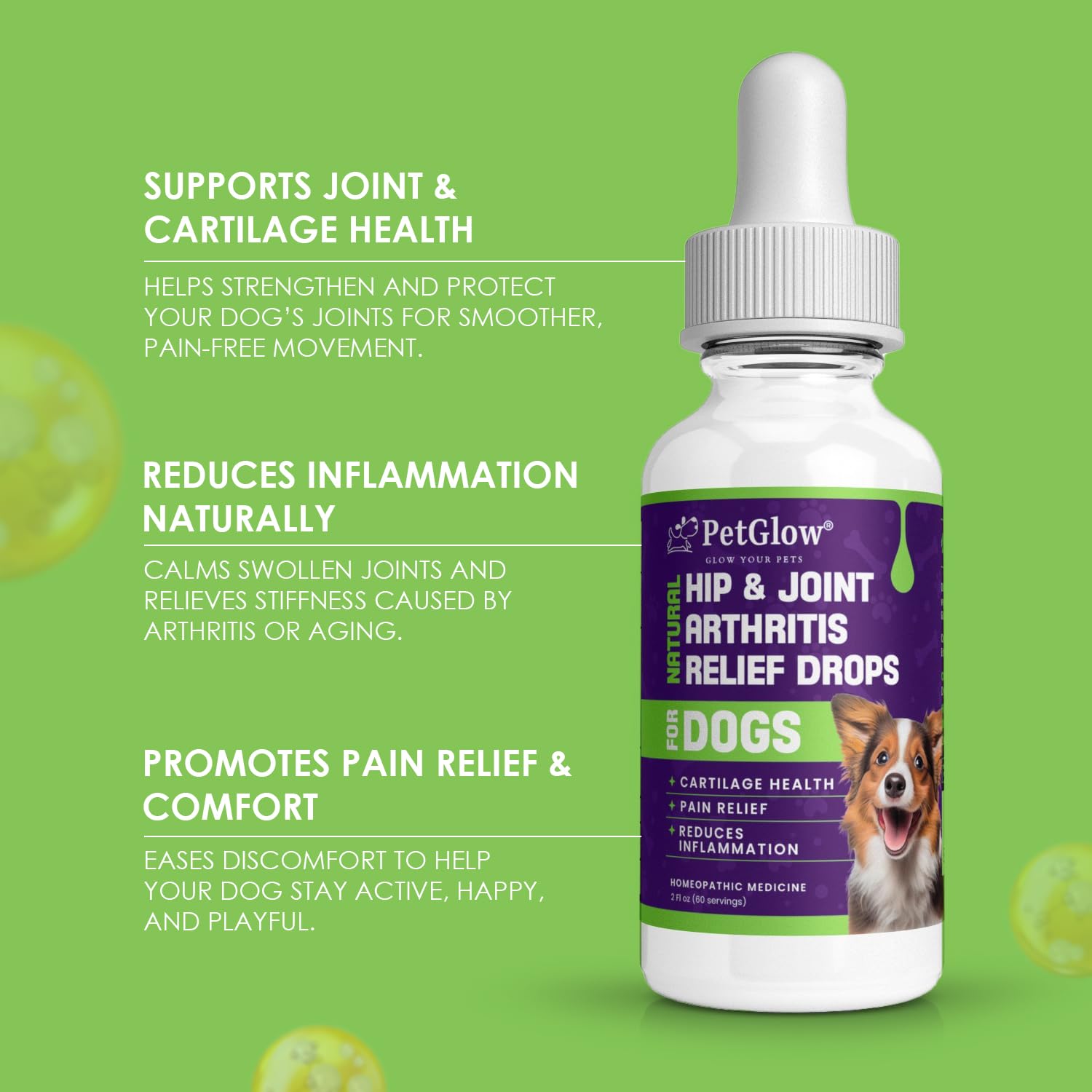 Petglow® Natural Hip & Joint Arthritis Relief Drops with Curcumin & Boswellia, Homeopathic Anti-Inflammatory Formula for Dogs, Cats & Horses, Supports Flexibility, Comfort & Mobility Naturally Petglow Au supplements