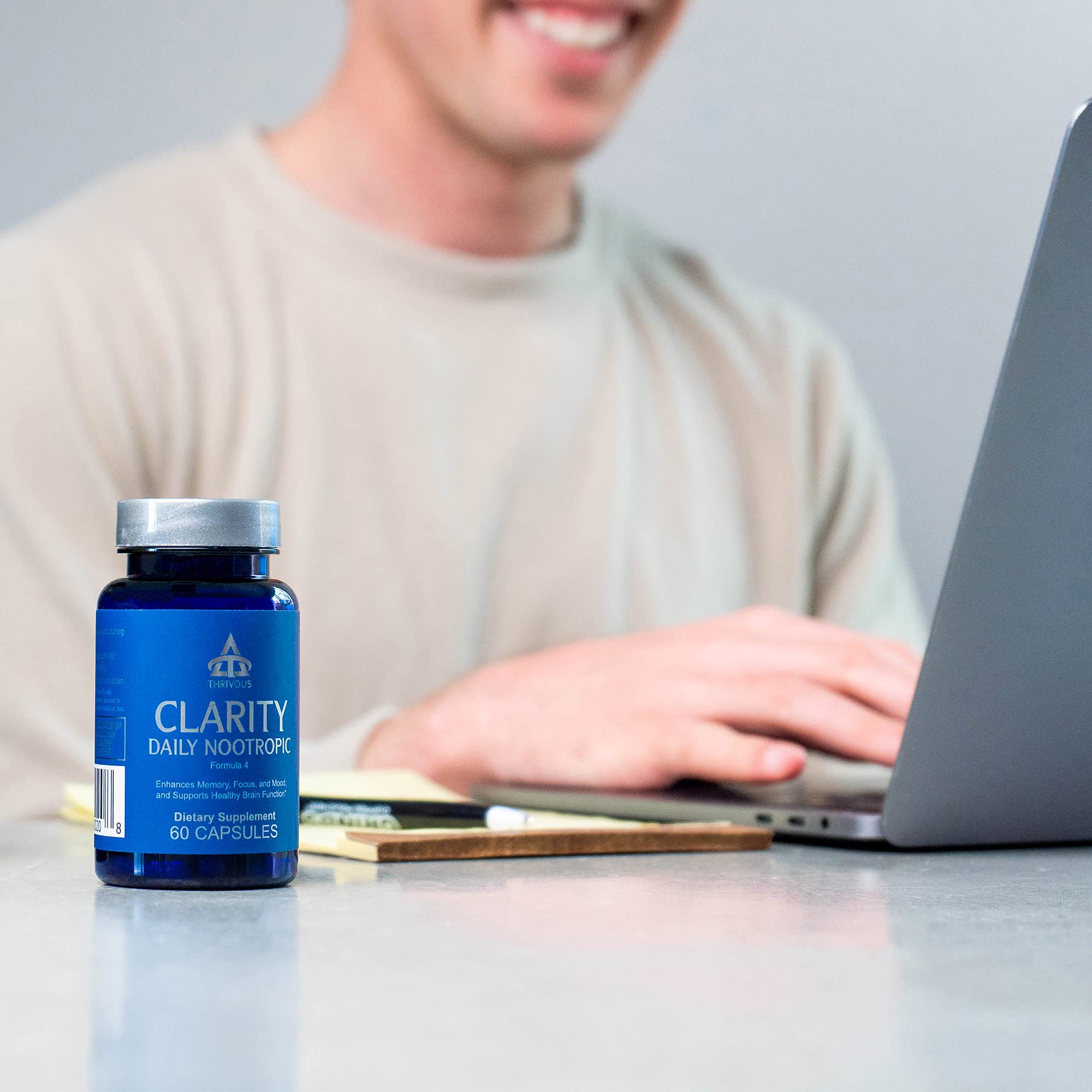 Thrivous Clarity Daily Nootropic – Cognitive Support & Mood Formula with Bacopa (Synapsa®), L-Theanine, Rhodiola Rosea, Vitamin B Complex & Zinc Picolinate – 60 Vegan Capsules Thrivous Au supplements