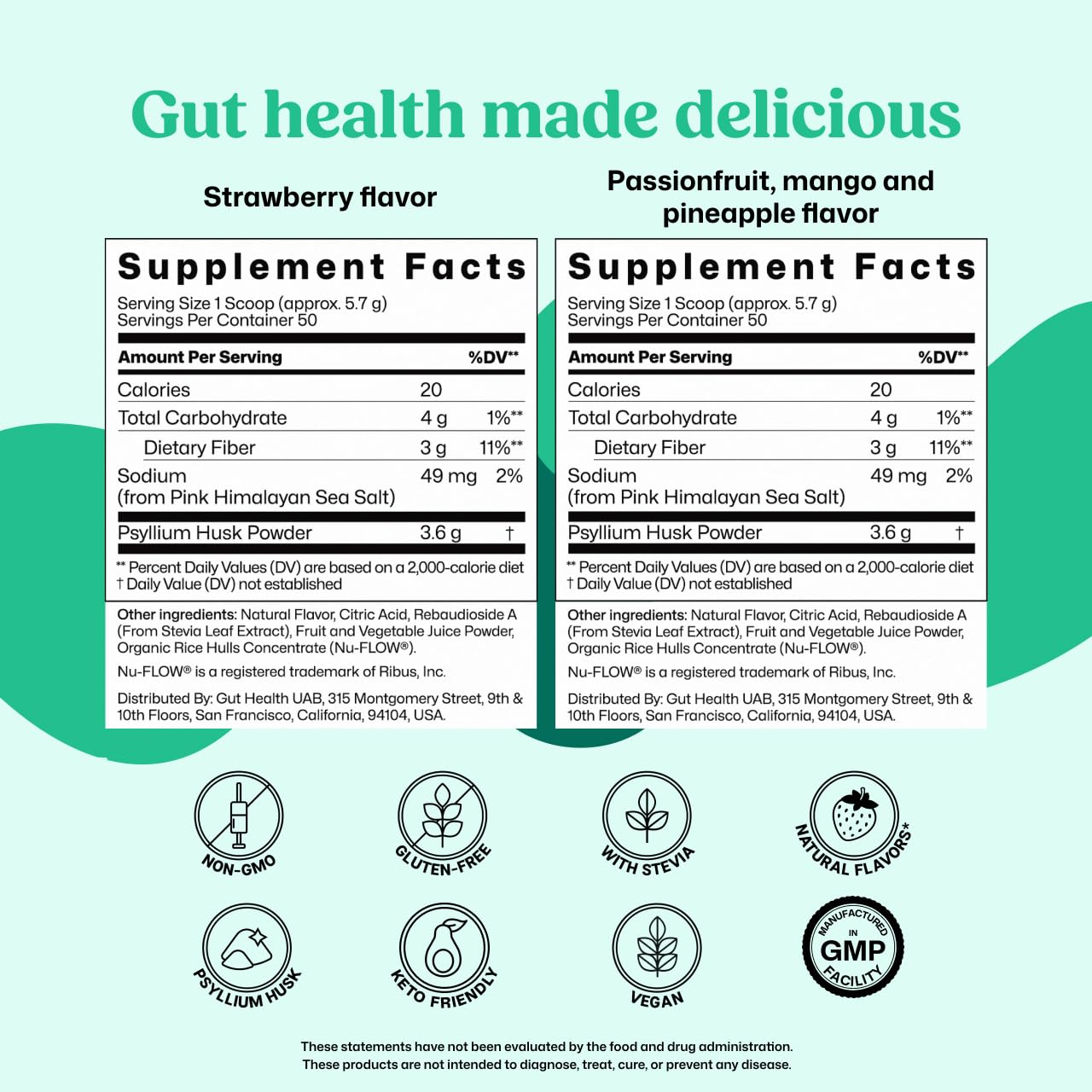 ColonBroom Psyllium Husk Powder - Colon Cleanse for Bloating Relief & Gut Health - Fiber Powder Drink - Easy to Mix - Vegan, Gluten Free, Non-GMO - Strawberry & Tropical Fruits (2 Pack) ColonBroom Au supplements
