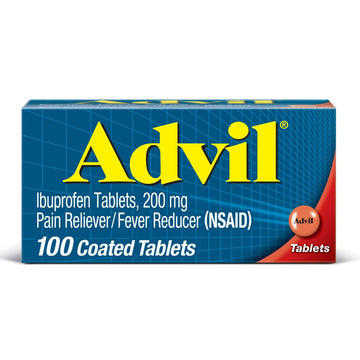 Advil Pain Reliever and Fever Reducer, Pain Relief Medicine with Ibuprofen 200mg for Headache, Backache, Menstrual Pain and Joint Pain Relief - 100 Coated Tablets Advil Au supplements