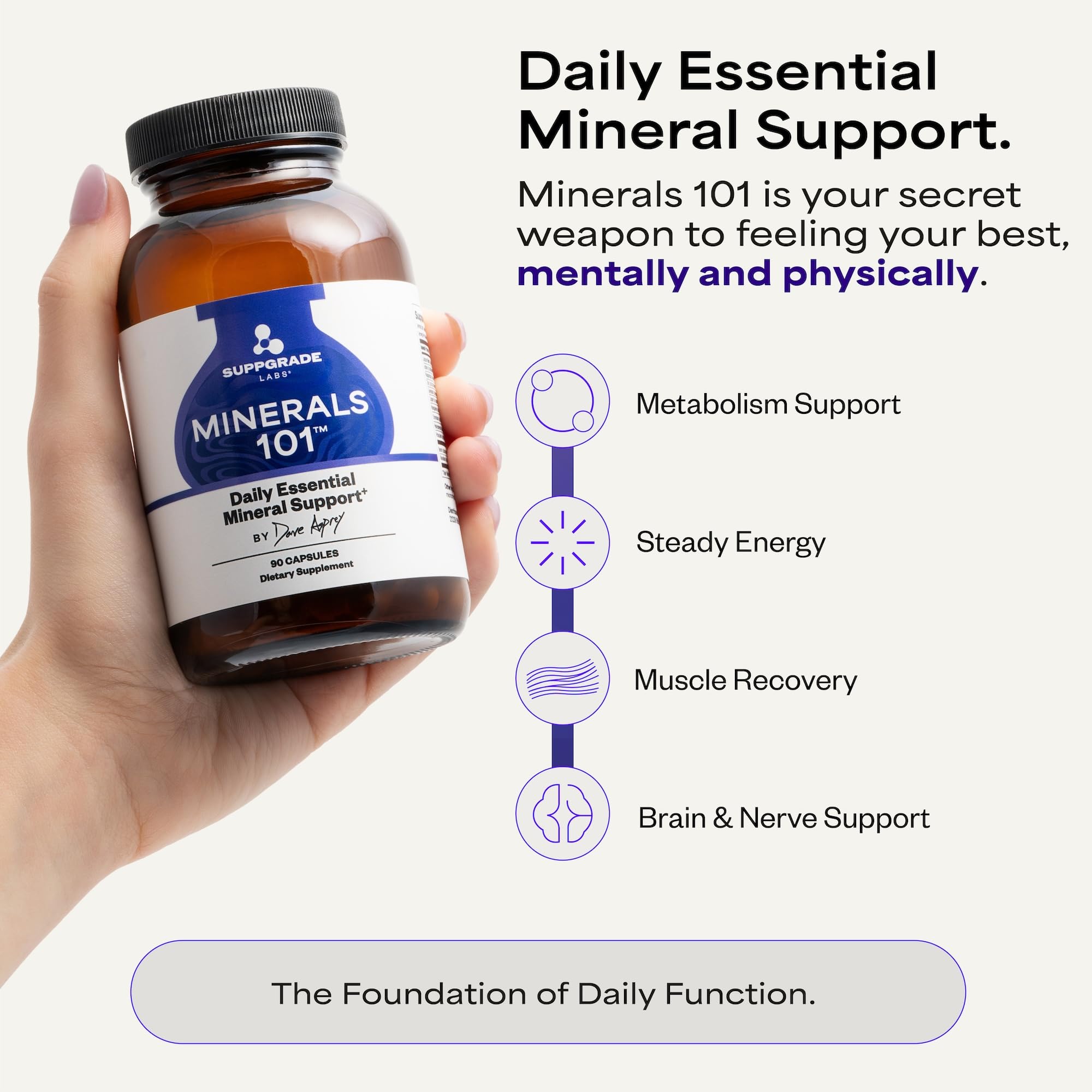 Suppgrade Labs Minerals 101 by Dave Asprey | Daily Essential Mineral Support | Trace Mineral Supplement with Calcium, Magnesium Malate, Chromium, Zinc, Copper, Potassium | 30 Day Supply Suppgrade Labs Au supplements