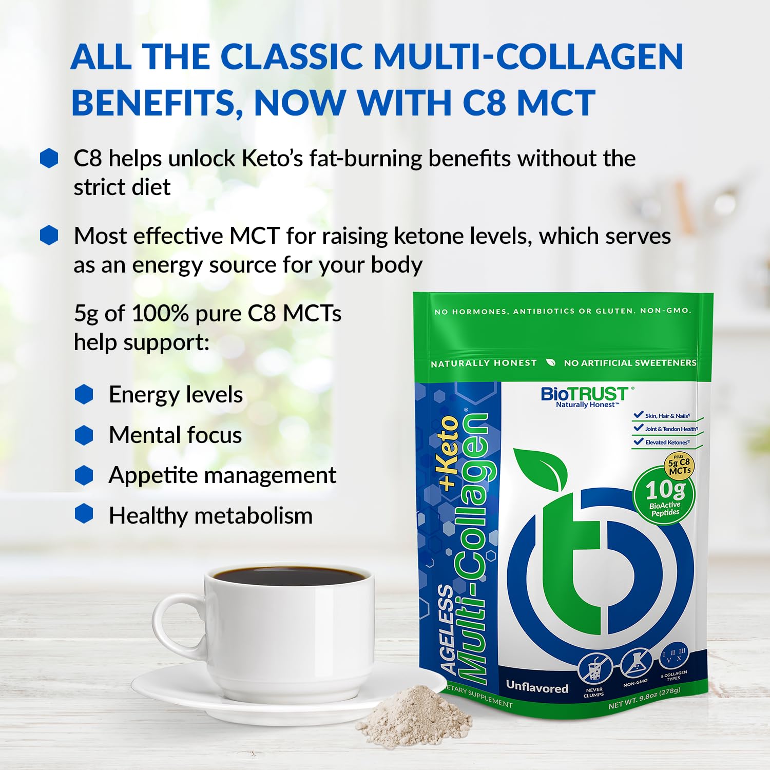 BioTrust Multi-Collagen Protein Powder + Keto MCT Oil – 5 Collagen Types Plus 100% BioTrust Au supplements