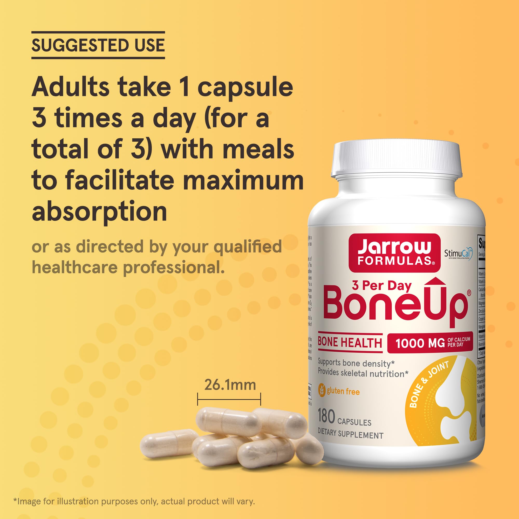 Jarrow Formulas BoneUp Three Per Day for Bone Density and Skeletal Nutrition, Includes Vitamin D3, K2 (as MK-7) and Calcium, 180 Capsules, 60 Day Supply Jarrow Formulas Au supplements