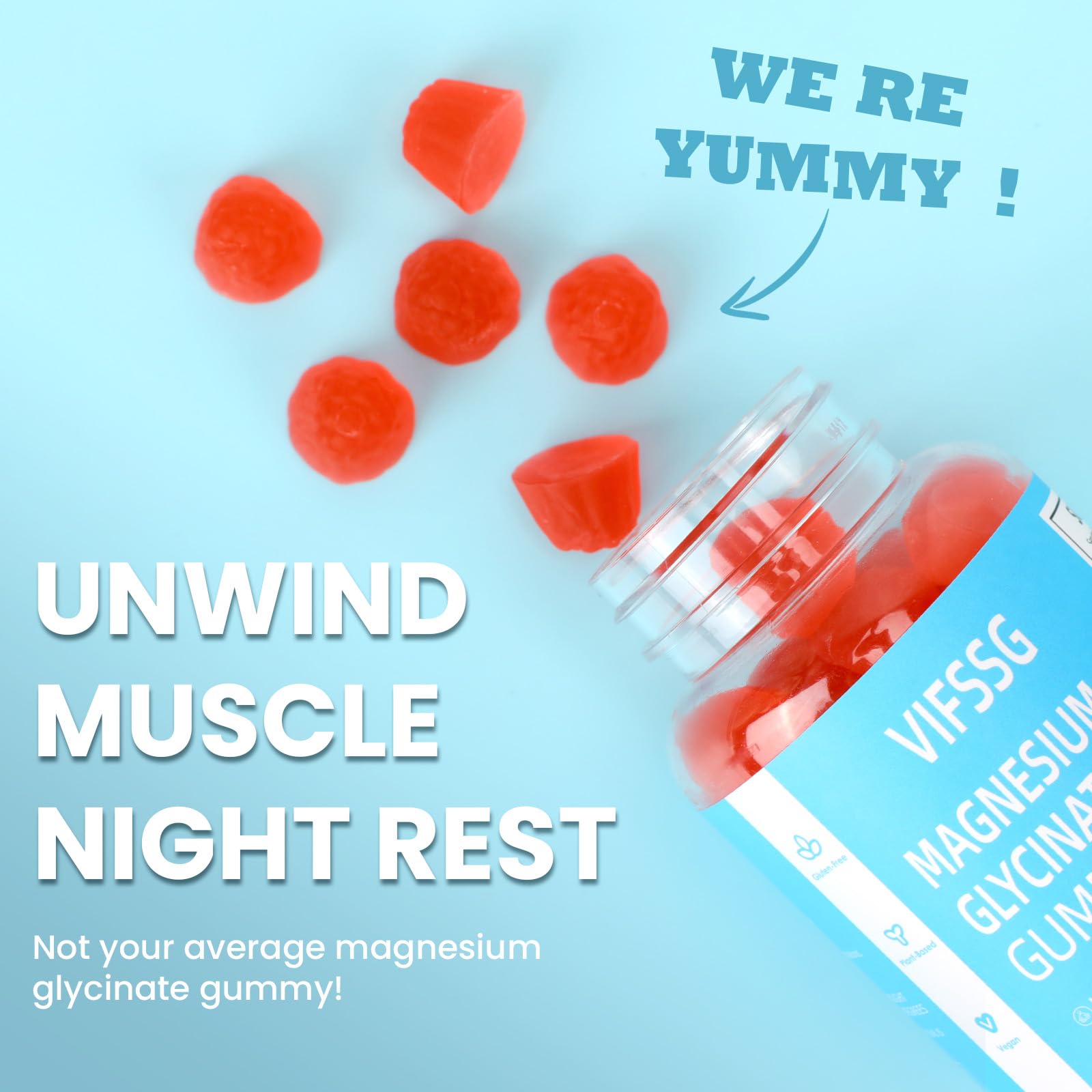 Magnesium Glycinate Gummies 400mg, Sugar Free Gummies with Magnesium L-Threonate 200mg - Magnesium Supplement Chewable Gummies for Women & Men Vegan, Organic Gummies 60 Count VIFSSG Au supplements