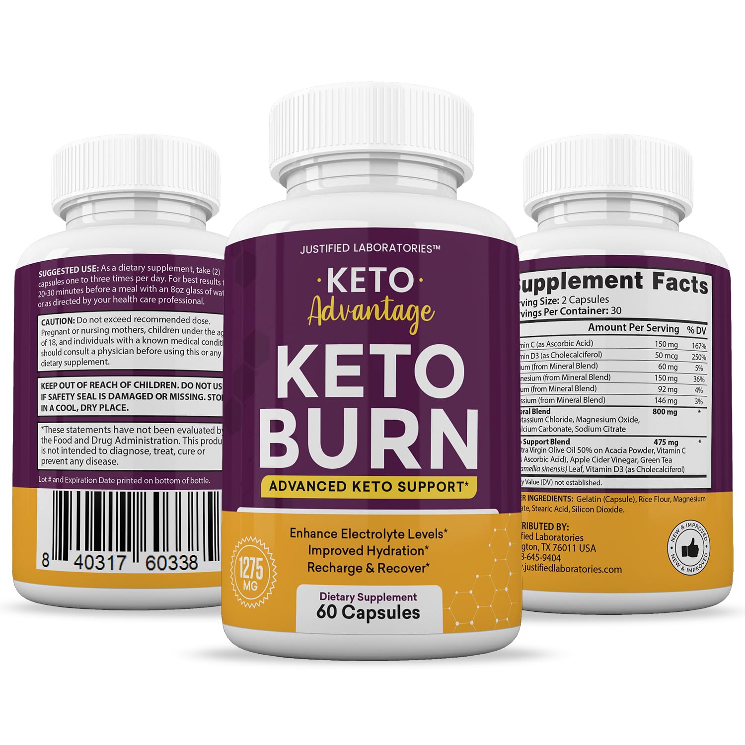 (2 Pack) Keto Advantage Keto Burn Pills 1275MG New & Improved Formula Contains Apple Justified Laboratories Au supplements
