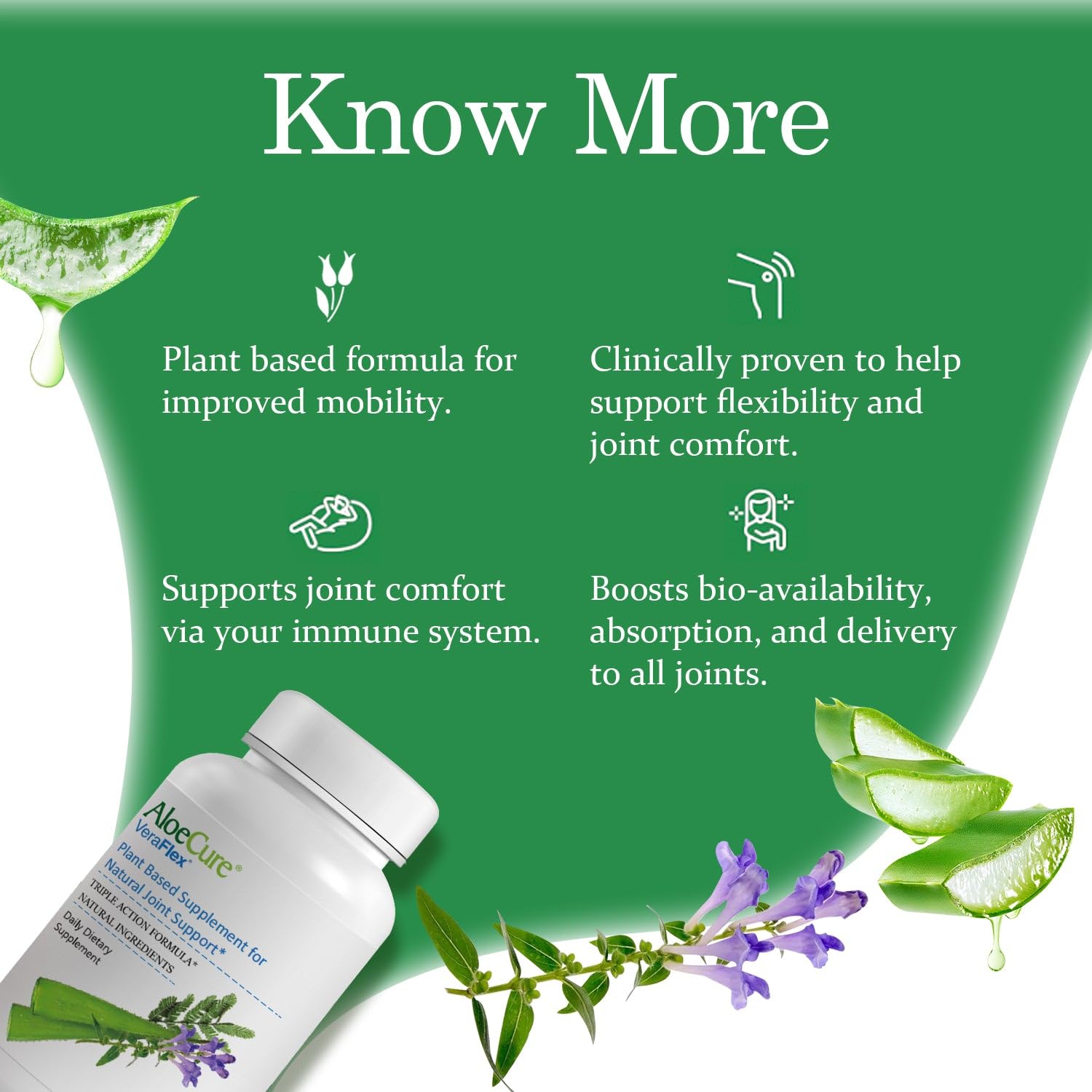 AloeCure VeraFlex Natural Joint Health, 60 Capsules, Clinically Tested Natural Plant-Based Formula to Support Comfort, Mobility and Flexibility - Featuring Organic Aloe Vera, 3-Pack AloeCure Au supplements