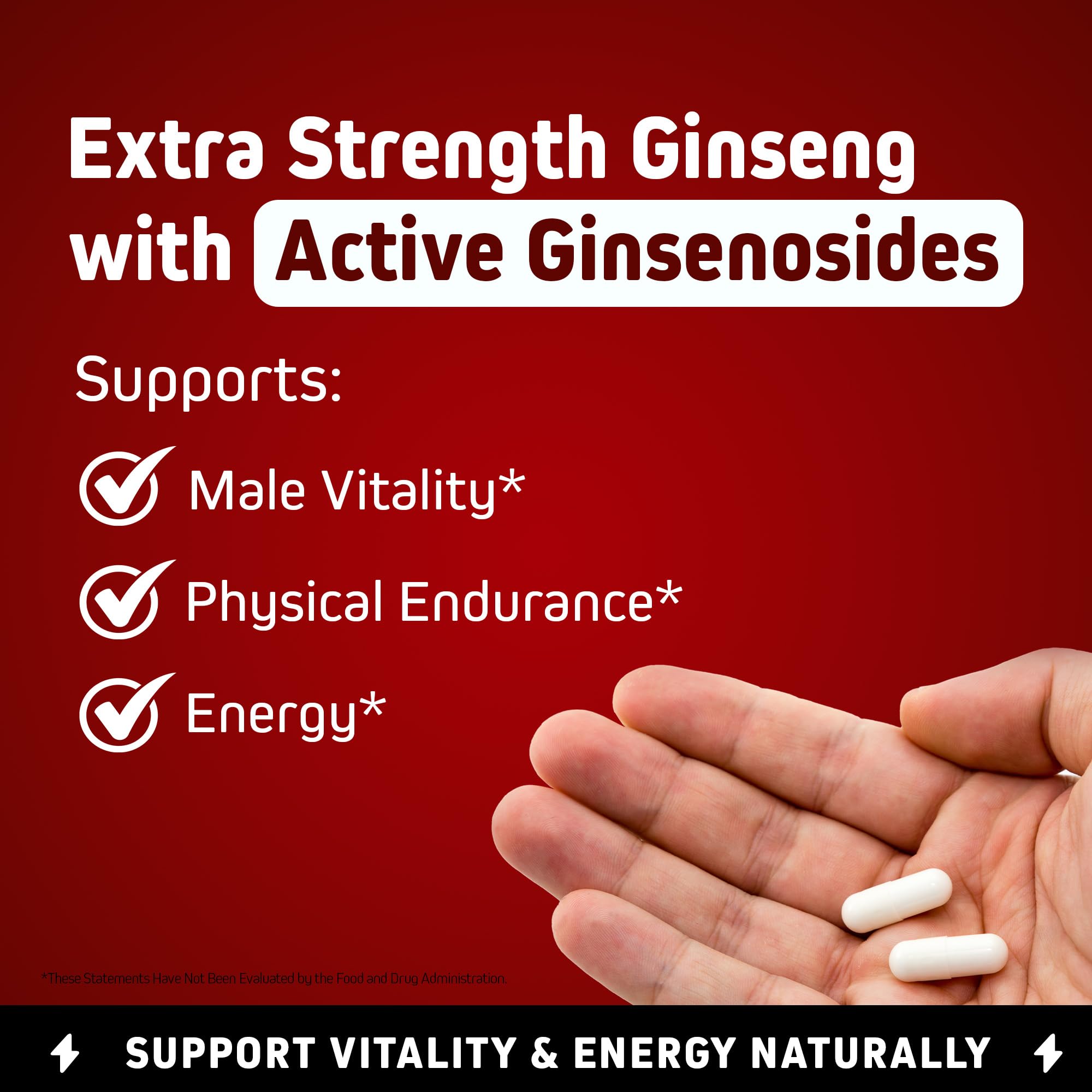 Herbtonics Korean Red Panax Ginseng 1500mg - Energy Supplement for Peak Performance, Focus & Vitality - High Potency Ginseng Root Extract - 240 Vegan Capsules Herbtonics Au supplements