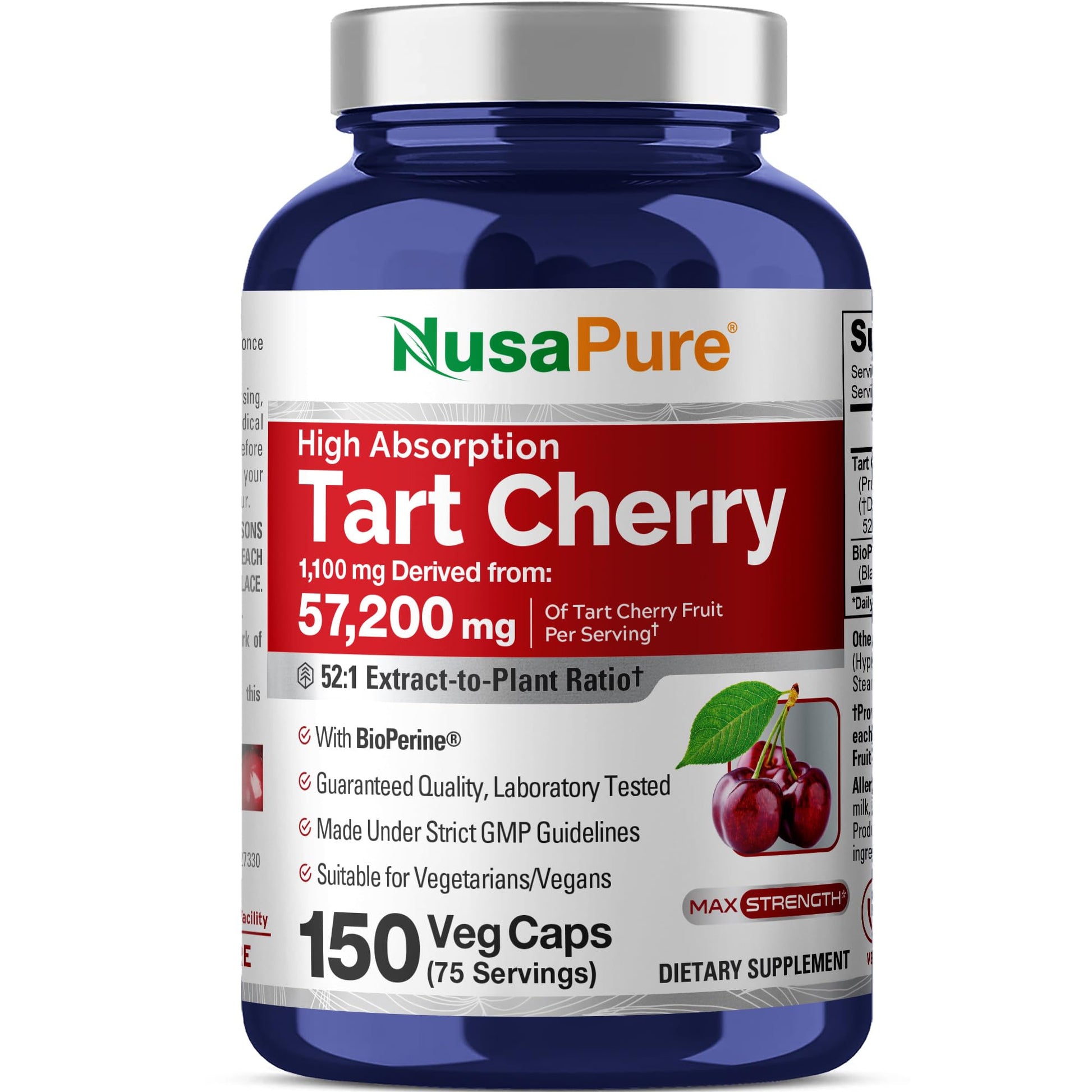 NusaPure Tart Cherry 57,200mg per Caps, 150 Count, Vegan, Non-GMO, Gluten Free NusaPure Au supplements