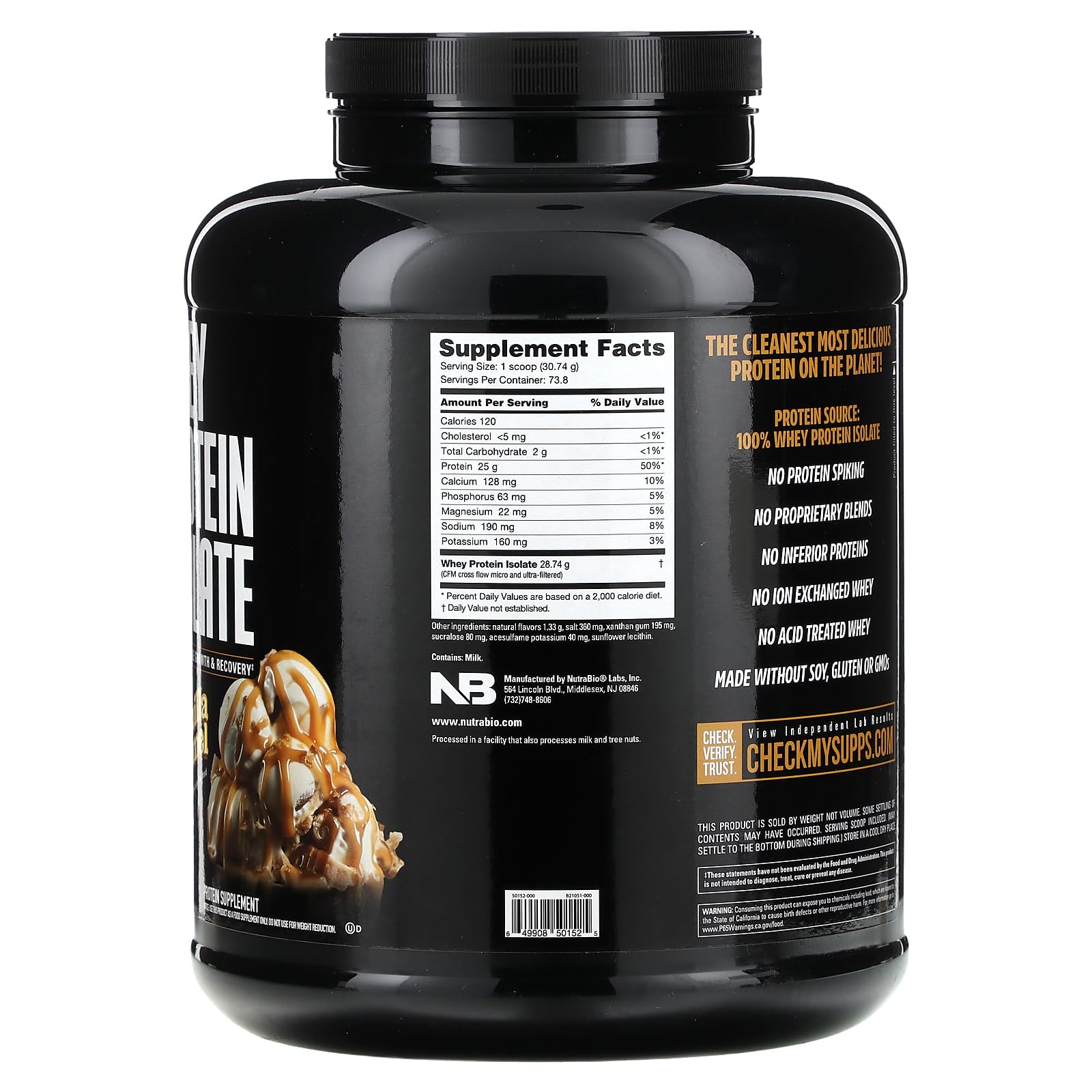 NutraBio Whey Protein Isolate Supplement – 25g of Protein Per Scoop with Complete NutraBio Au supplements