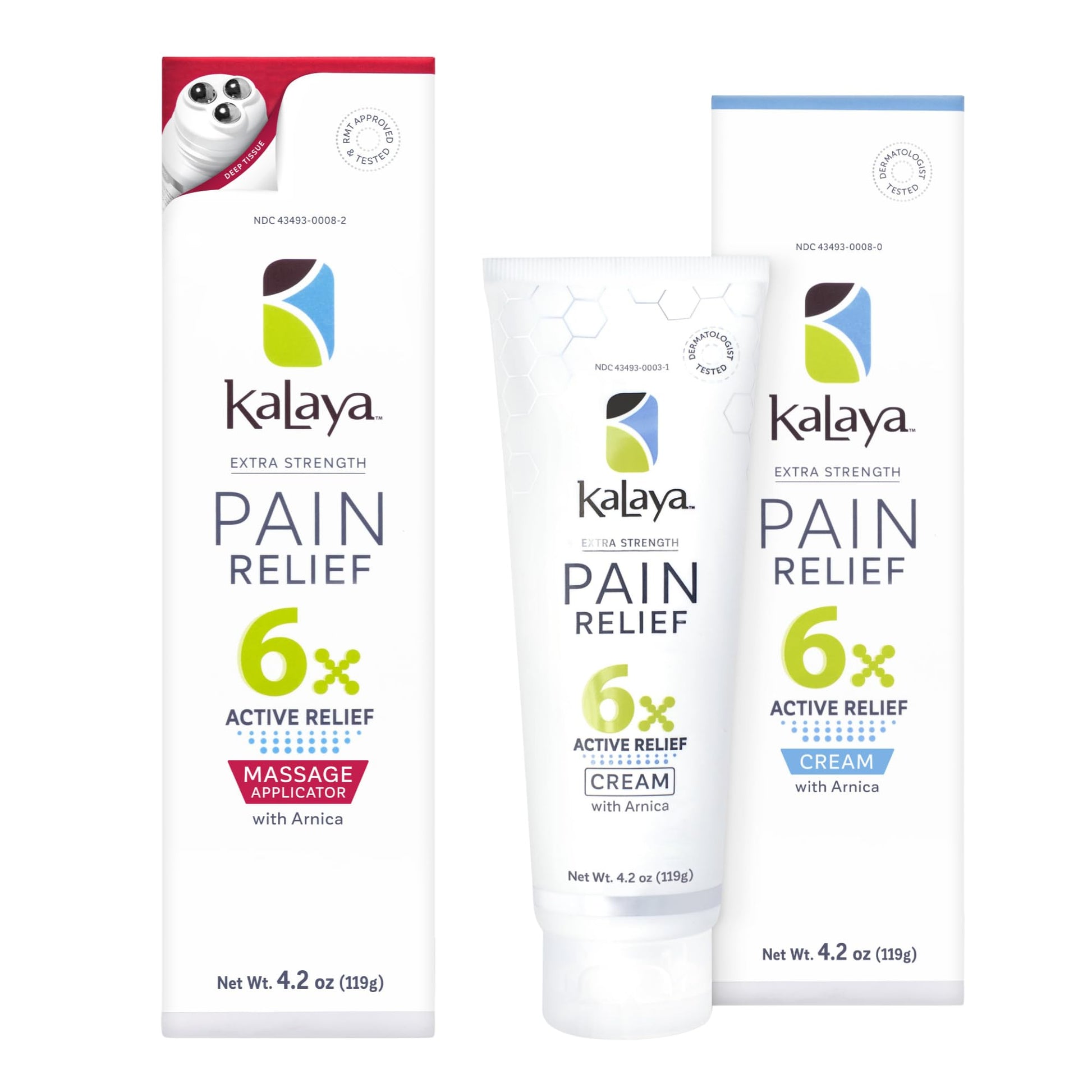 Kalaya 6X Pain Relief Arnica Cream with Massager and 6X Extra Strength Pain Relief Cream Kalaya Naturals Au supplements