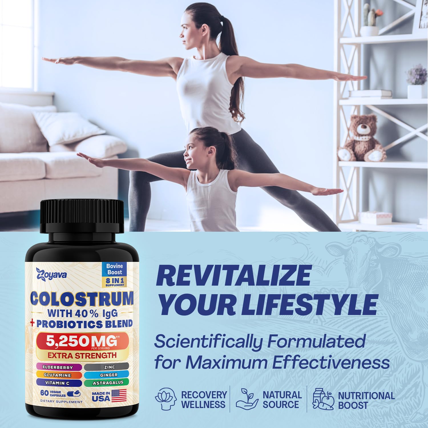 Bovine Colostrum Supplement Capsules 5250 MG, Grass Fed Cow Colostrum Zoyava Au supplements