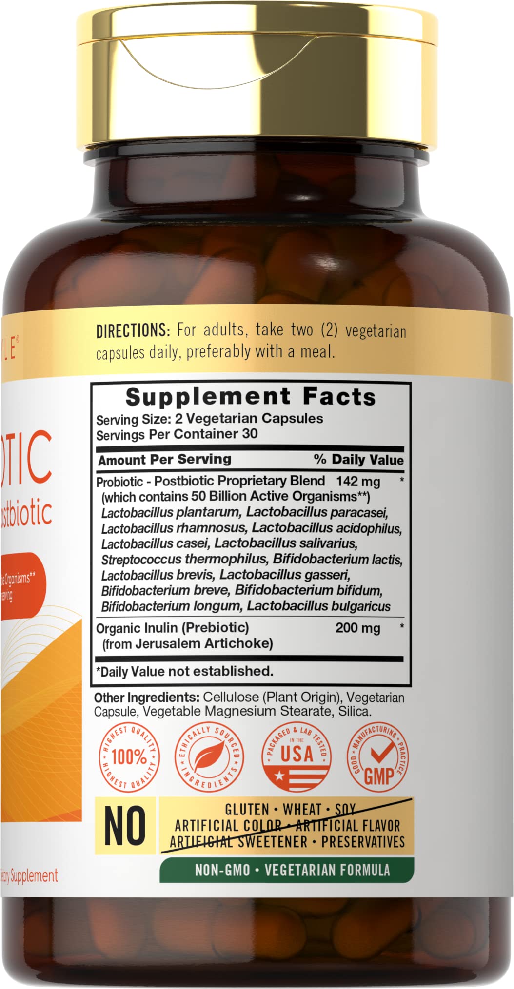 Carlyle Probiotic for Women and Men | 50 Billion CFU | 60 Capsules | Plus Prebiotic and Postbiotic | Complex Supplement | Vegetarian, Non-GMO, and Gluten Free Carlyle Au supplements