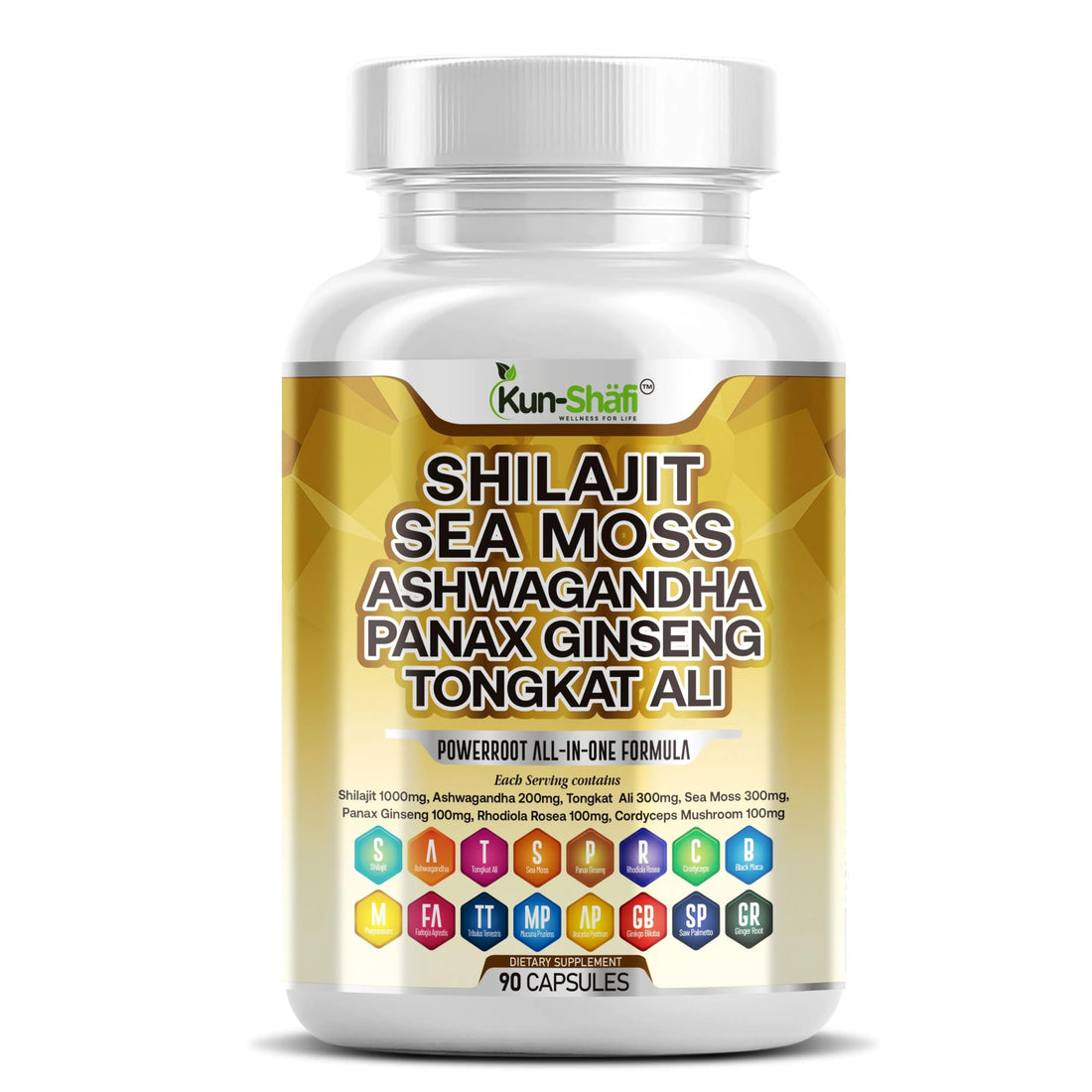 Kun Shafi Shilajit Complex – Sea Moss, Tongkat Ali, Ashwagandha, Ginseng, Zinc, CoQ10, PQQ & Magnesium – Fulvic Acid Capsules for Energy, Vitality & Performance with Panax Cordyceps – 90 Capsules Kun Shafi Au supplements