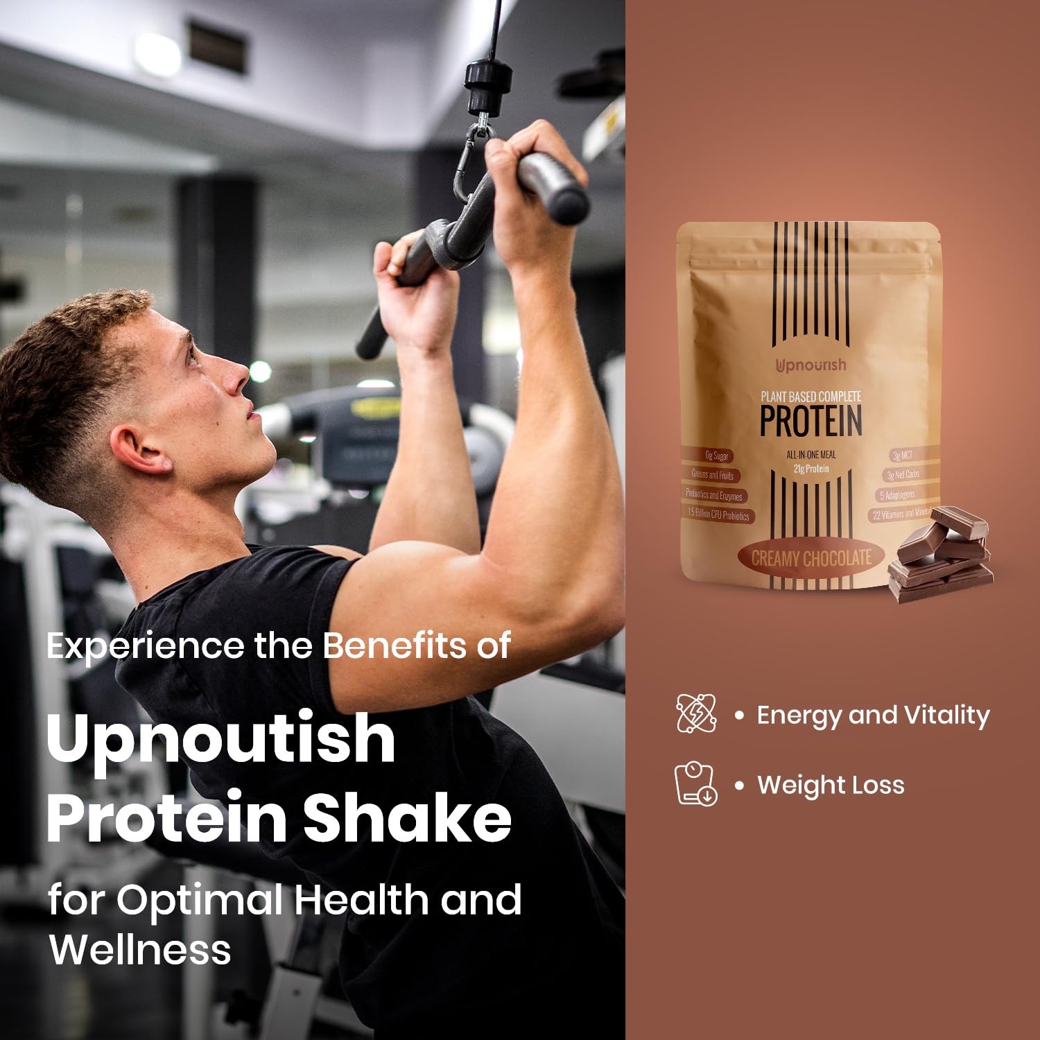 UpNourish Chocolate Vegan Protein Powder 54 Superfoods Powder,1.5 Billion CFU Probiotics 21g Plant Based Protein,No Sugar No Dairy No GMO Dairy Free,Meal Replacement Shake Keto-Friendly Low-Carb Diet,15 Servings UpNourish Au supplements