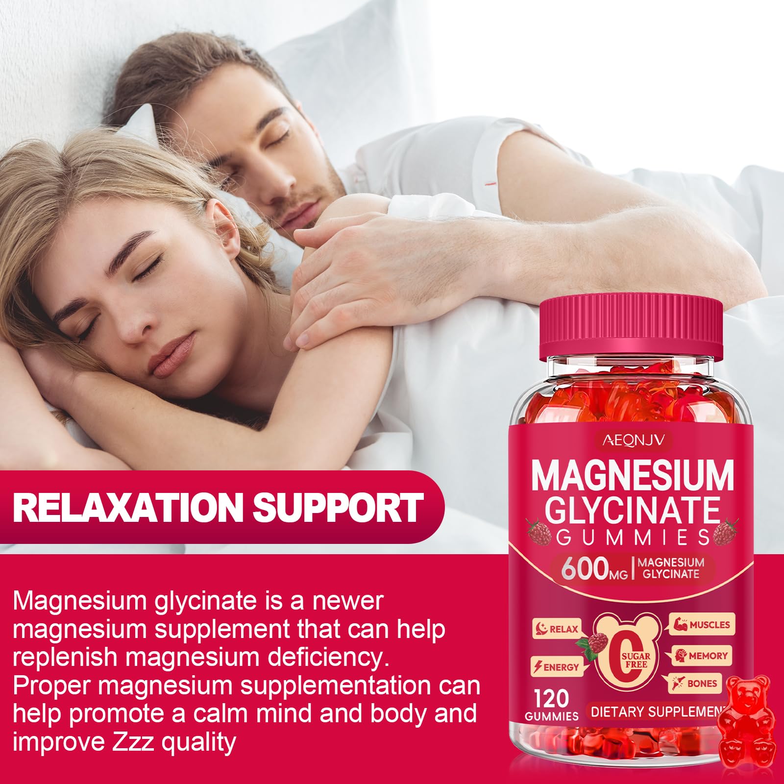 Magnesium Glycinate Gummies 600mg, Sugar Free Magnesium Gummies for Adults, Chewable Potassium Supplements for Body Support, Zzz and Relaxation, 120 Count AEQNJV Au supplements