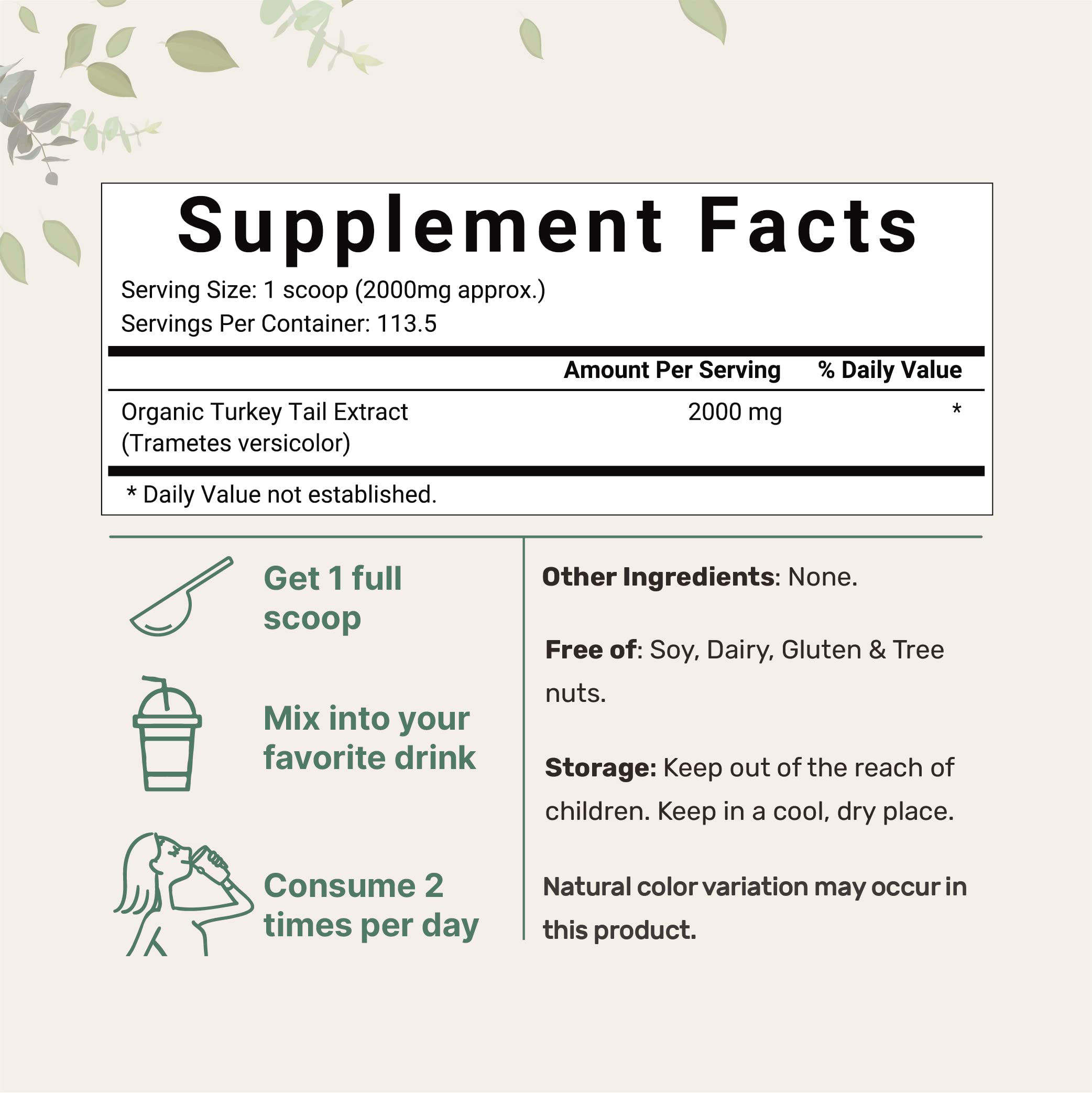 Organic Turkey Tail Mushroom Powder (50:1 Extract), 8 Ounce | Sustainably US Grown Micro Ingredients Au supplements