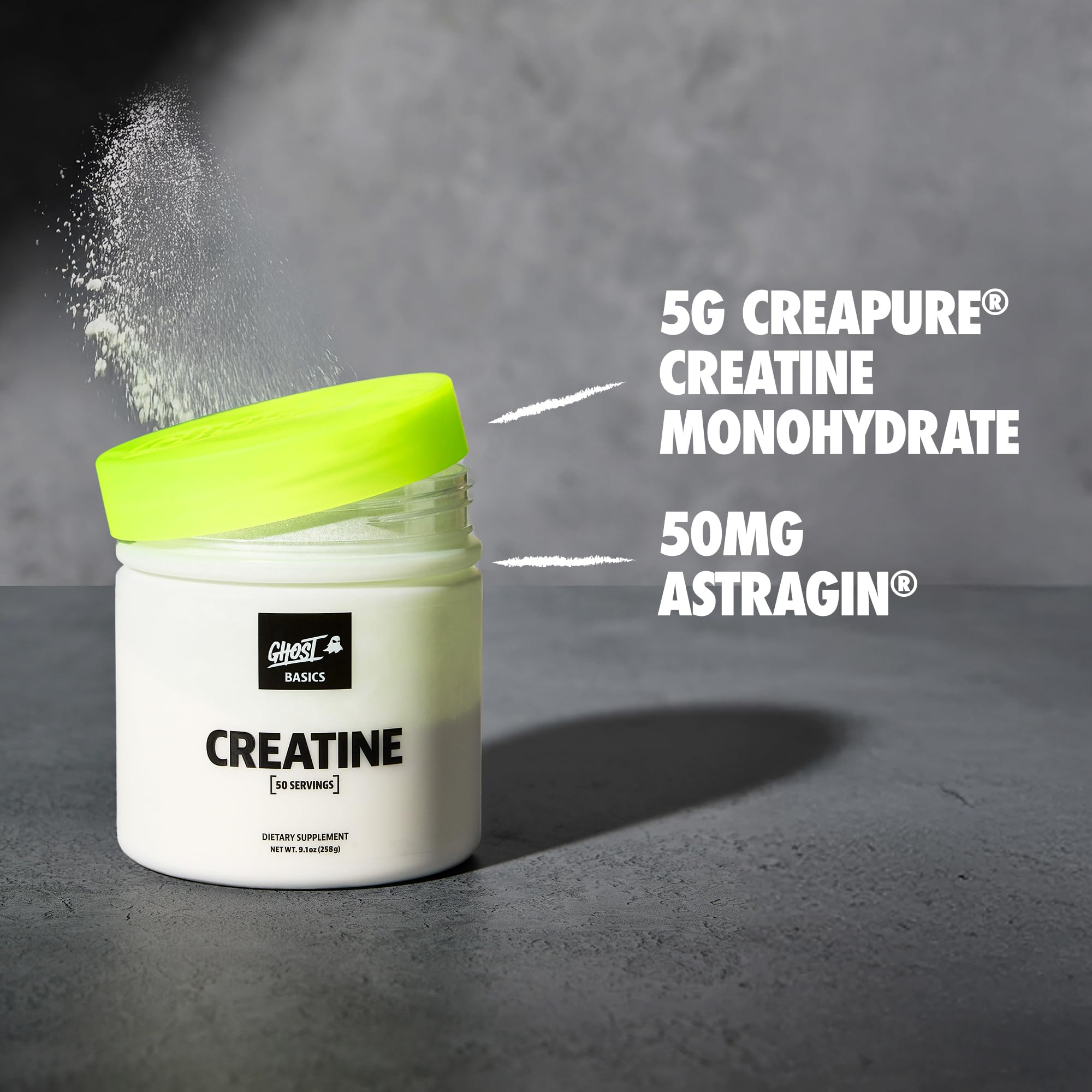 GHOST Basics Creatine Monohydrate Powder for Men & Women – 5G Creapure Creatine Workout Supplement for Muscle Gain – Vegan, Soy Free & Gluten Free - 50 Servings GHOST Au supplements