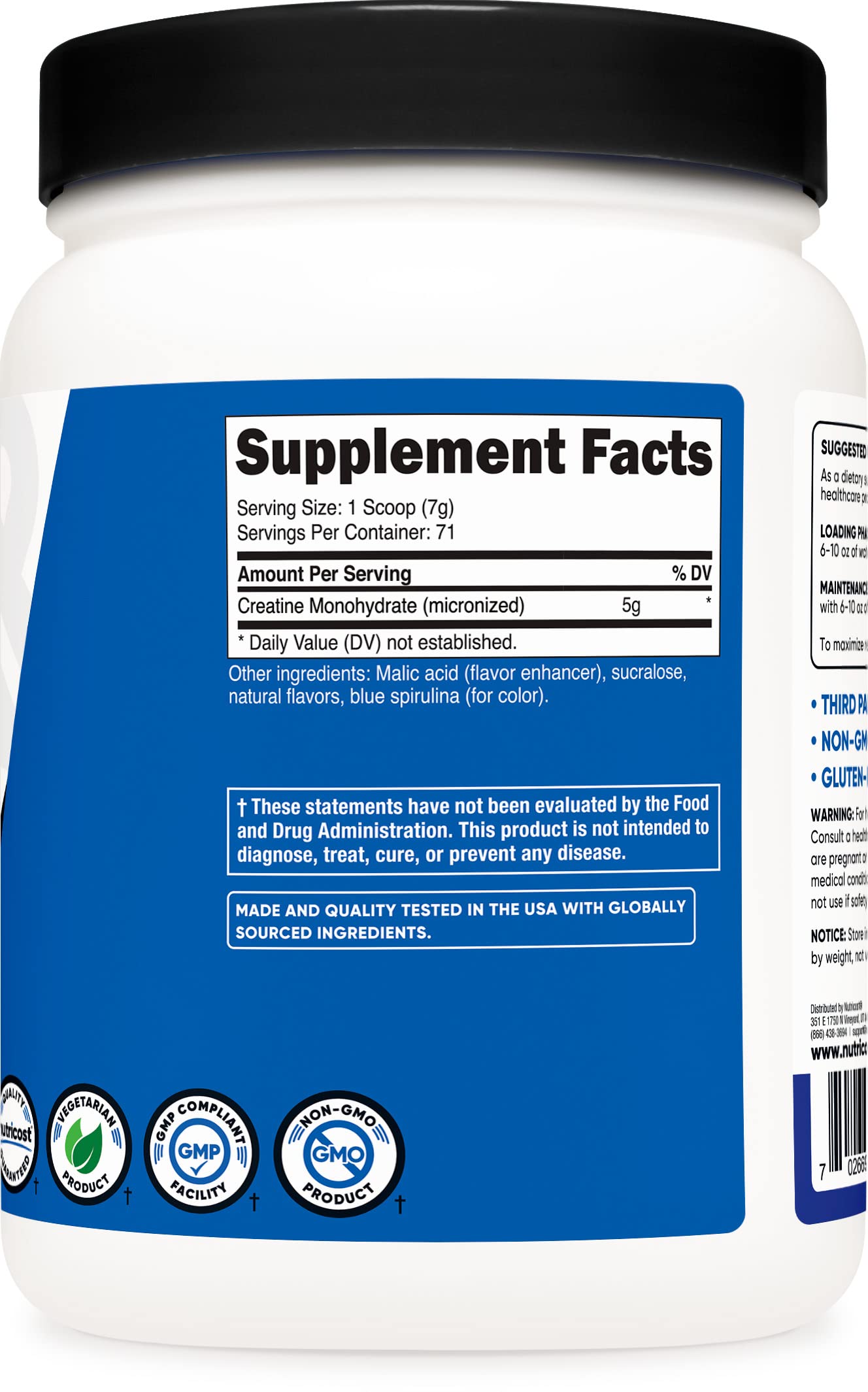 Nutricost Creatine Monohydrate Powder (Blue Raspberry), 500 Grams (1.1 LBS) Nutricost Au supplements