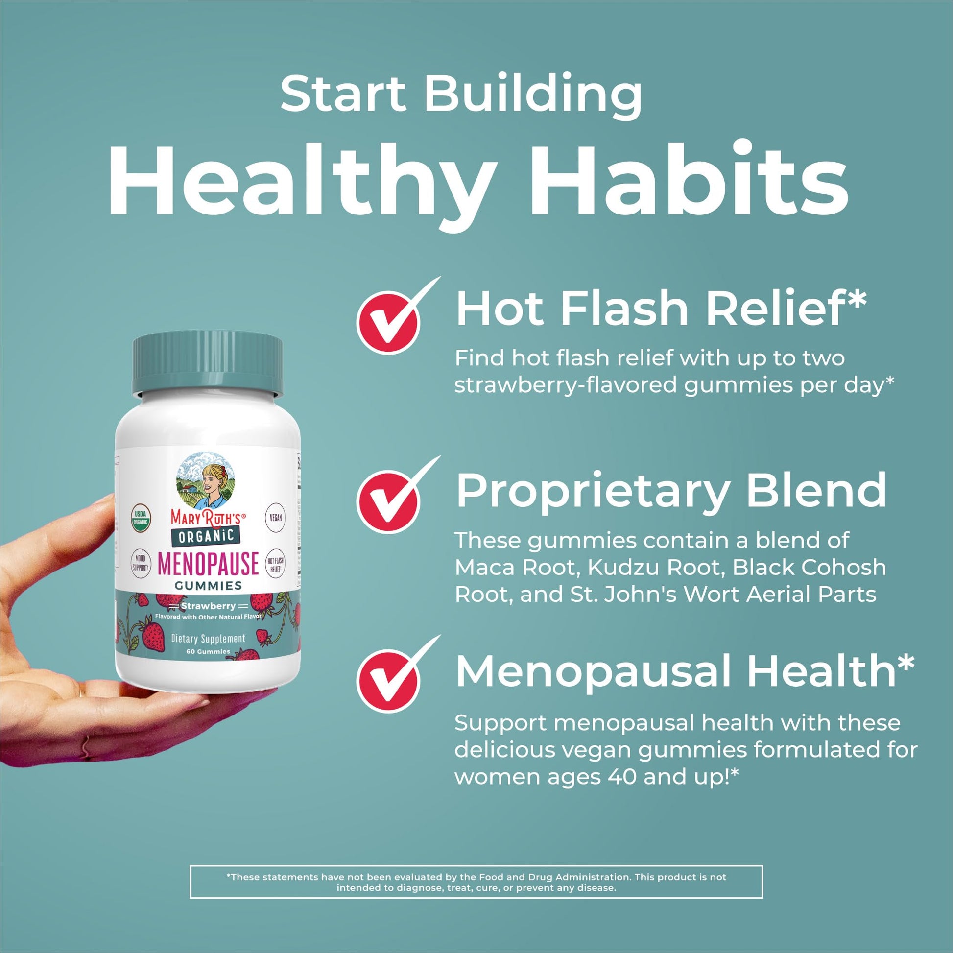 Organic Menopause Gummies by MaryRuth's | Menopause Supplements for Women | Mood Support | Hot Flash Relief | Maca Root | Black Cohosh | USDA Organic | Non-GMO | Vegan | 30 Servings MARYRUTH'S Au supplements