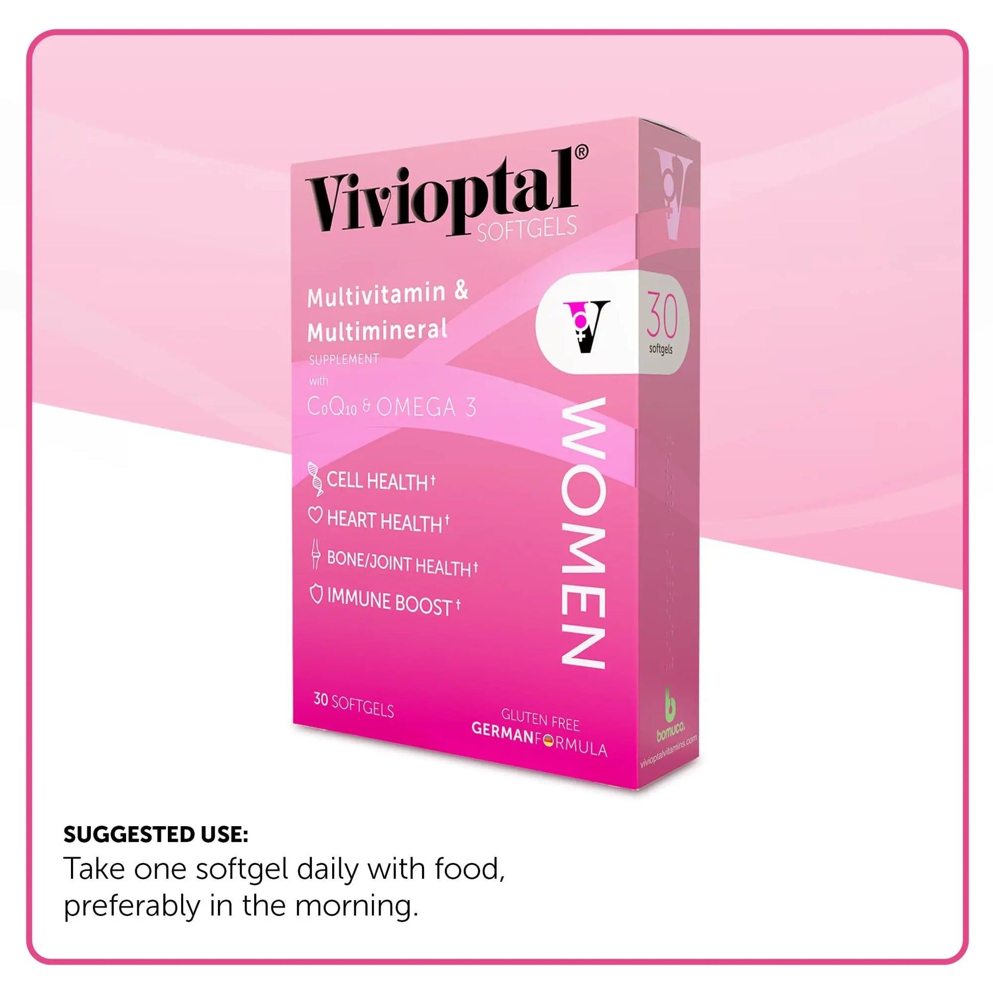Vivioptal Women, 30 Capsules, CoQ10 & Omega-3, Multivitamin & Multimineral, Gluten Free, German Formula Vivioptal Vitamins Au supplements