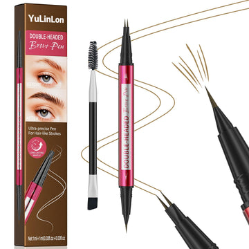 YuLinLon Double-Headed Brow Pen, Ultra-Precise Hair-Like Strokes, Long-Lasting Waterproof Makeup, Available in 5 Natural Shades (3#Dark Brown) Yulinlon Au supplements