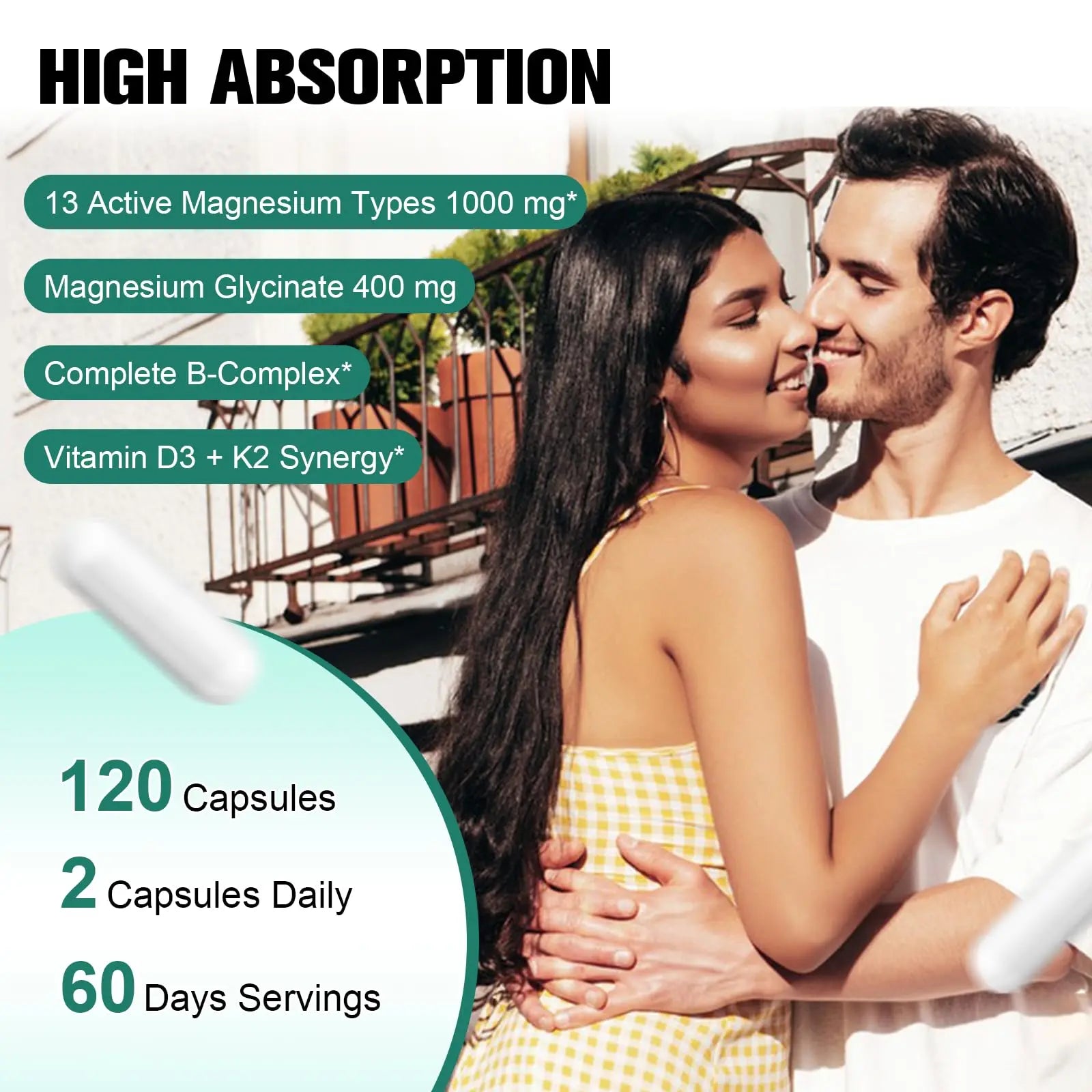 25-in-1 Magnesium Complex with Methylated B Complex Magnesium Glycinate Citrate Malate Taurate Gluconate Aspartate Carbonate D3 K2, Magnesium Supplement for Relaxation Energy & Nerve, 120 Vegan Caps Totaria Au supplements